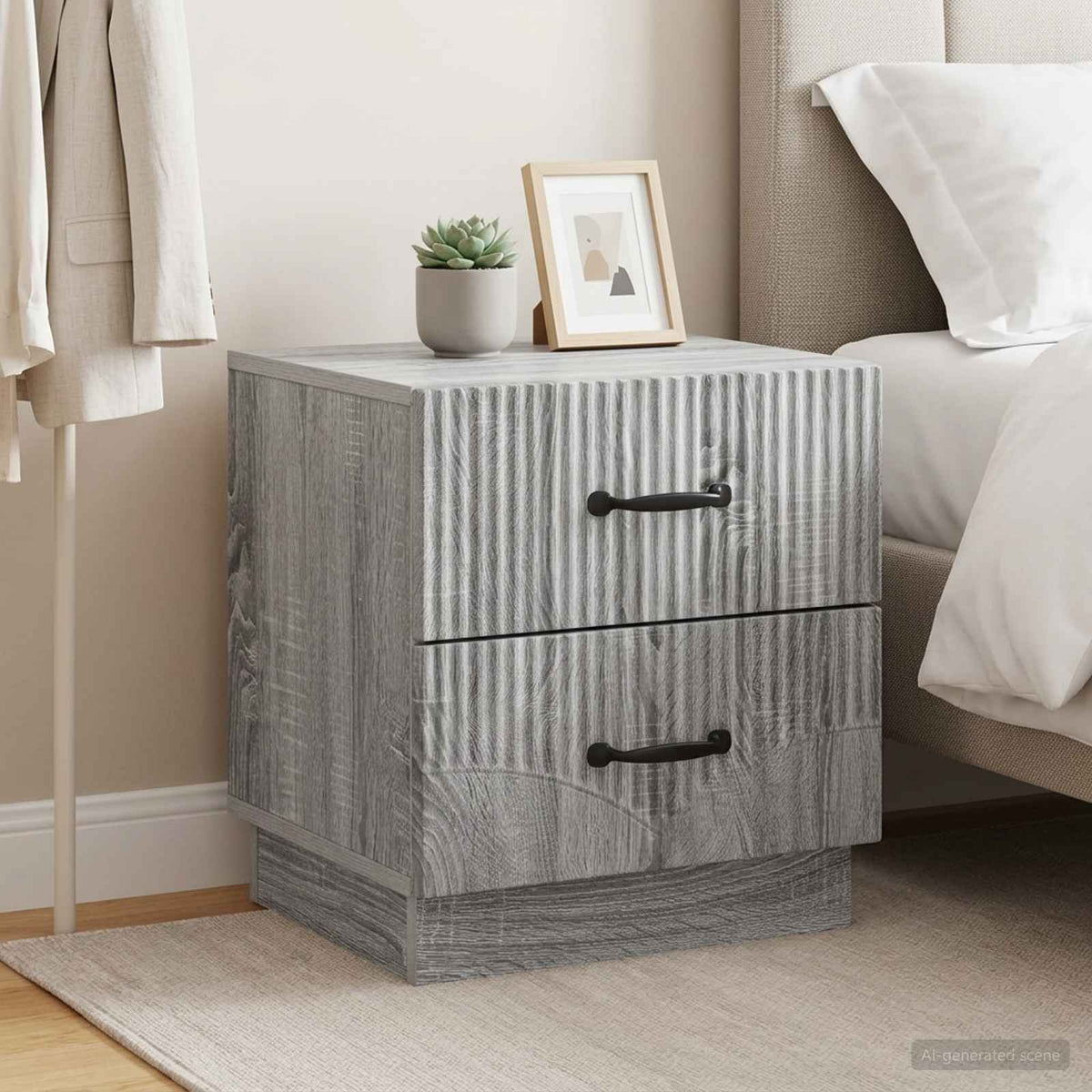 Nachttisch 2 stk. Graues Sonoma 43 x 34,5 x 44,5 cm