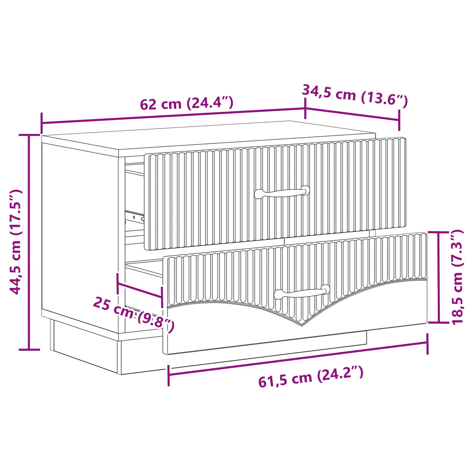 Nachttisch Sonoma-Grau 62 x 34,5 x 44,5 cm Holzwerkstoff