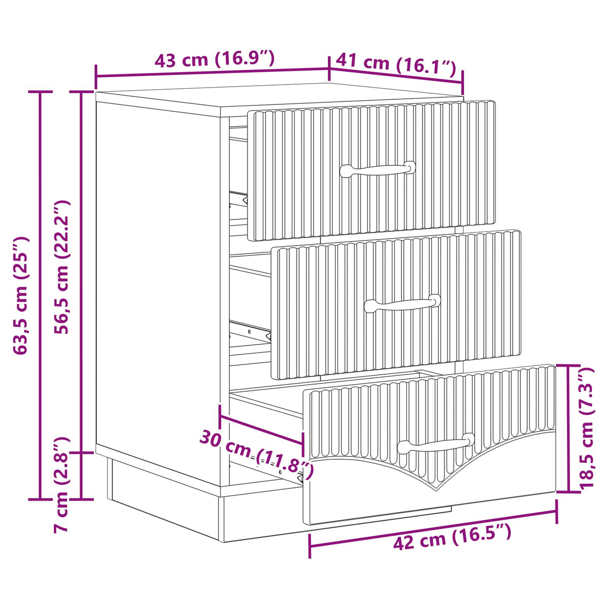 Nachttisch Sonoma-Eiche 43 x 41 x 63,5 cm Holzwerkstoff