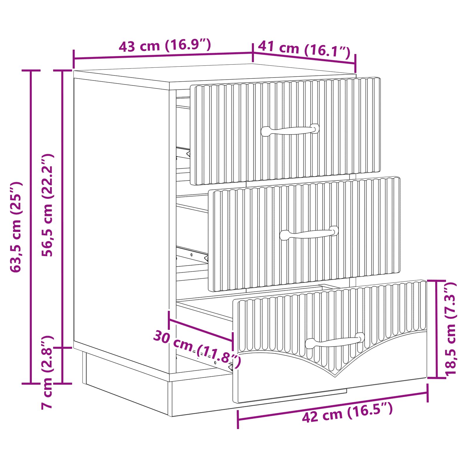 Nachttisch Betongrau 43 x 41 x 63,5 cm Holzwerkstoff