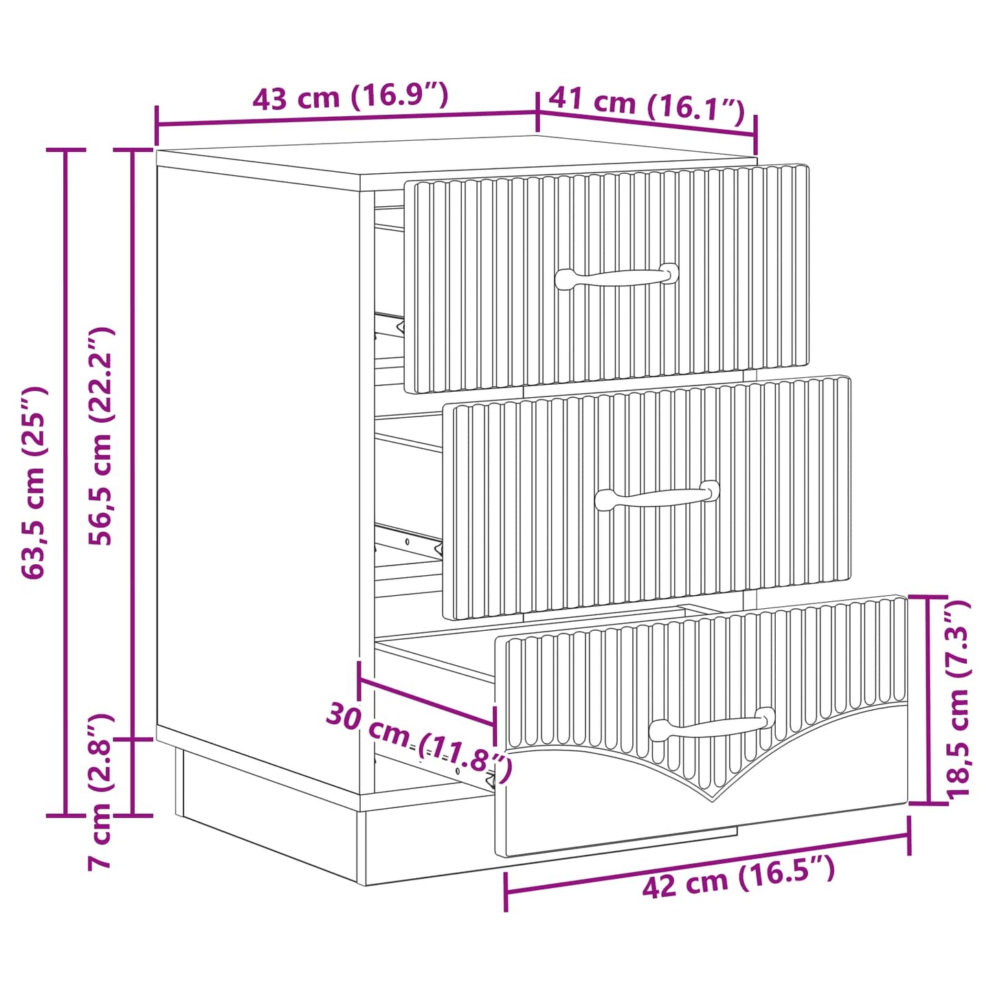Nachttisch Graues Sonoma 43 x 41 x 63,5 cm Holzwerkstoff