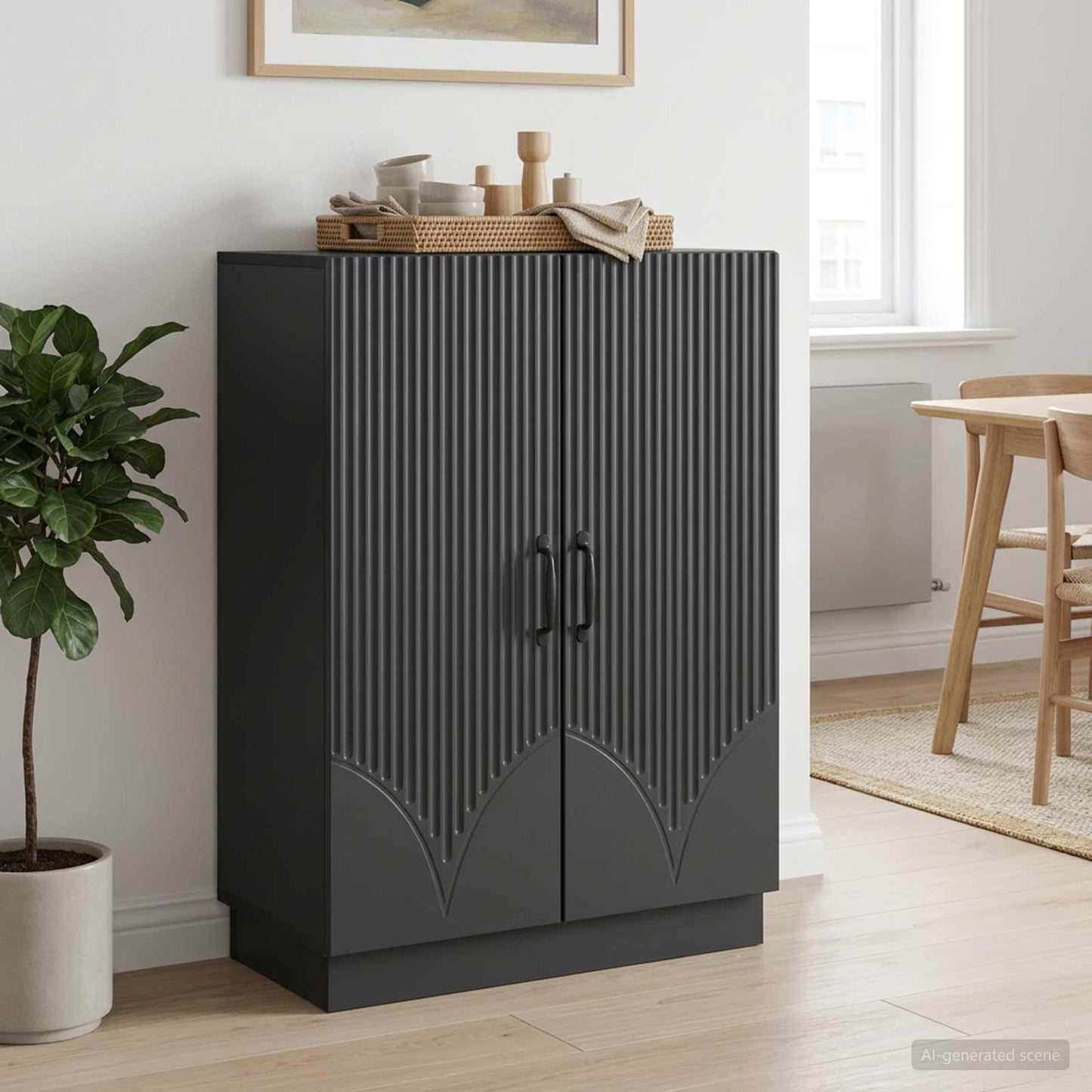 Sideboard Schwarz 66 x 34,5 x 87 cm Holzwerkstoff
