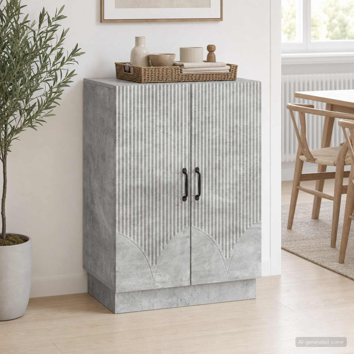 Sideboard Betongrau 66 x 34,5 x 87 cm Holzwerkstoff