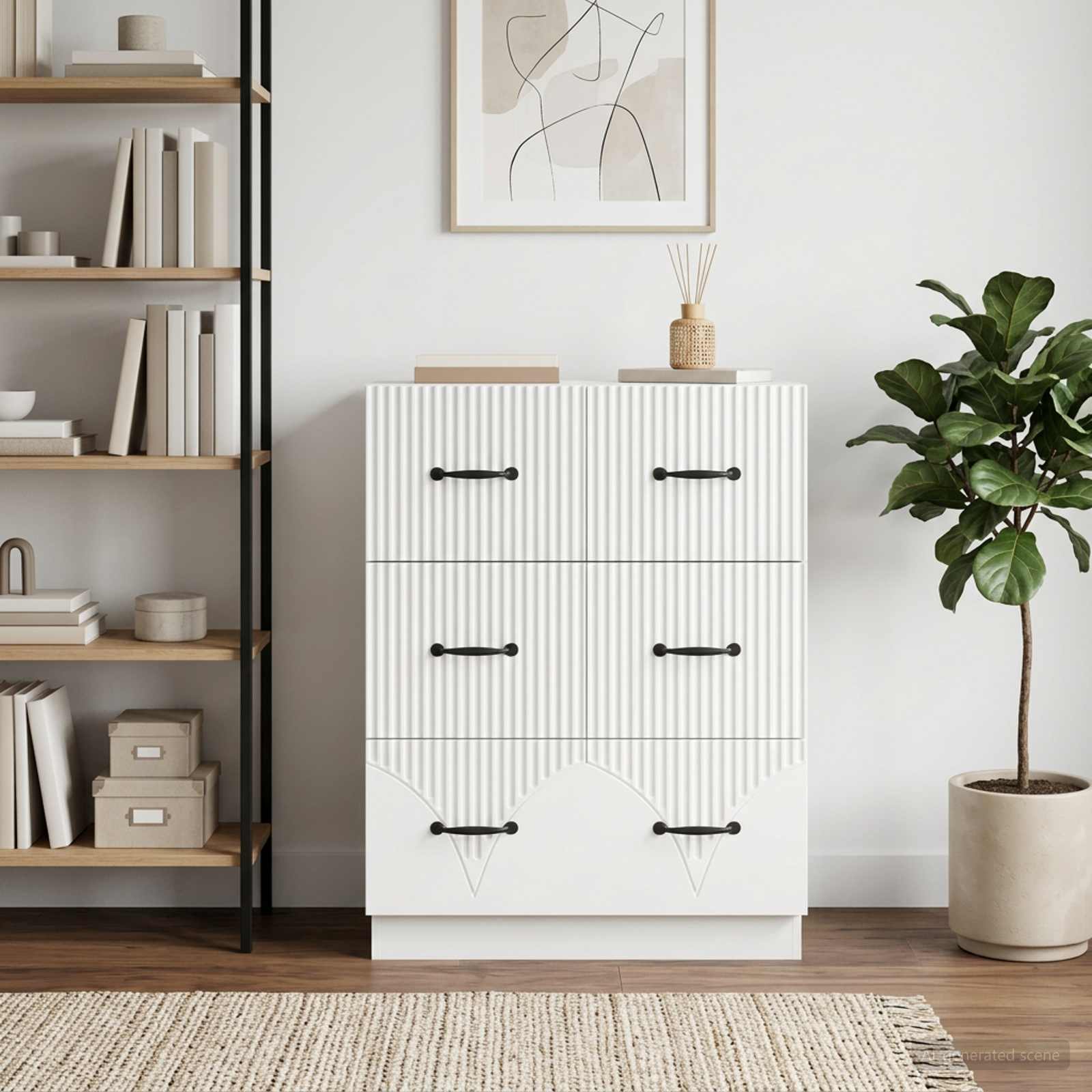 Schubladenschrank Weiß 66 x 34,5 x 87 cm Holzwerkstoff
