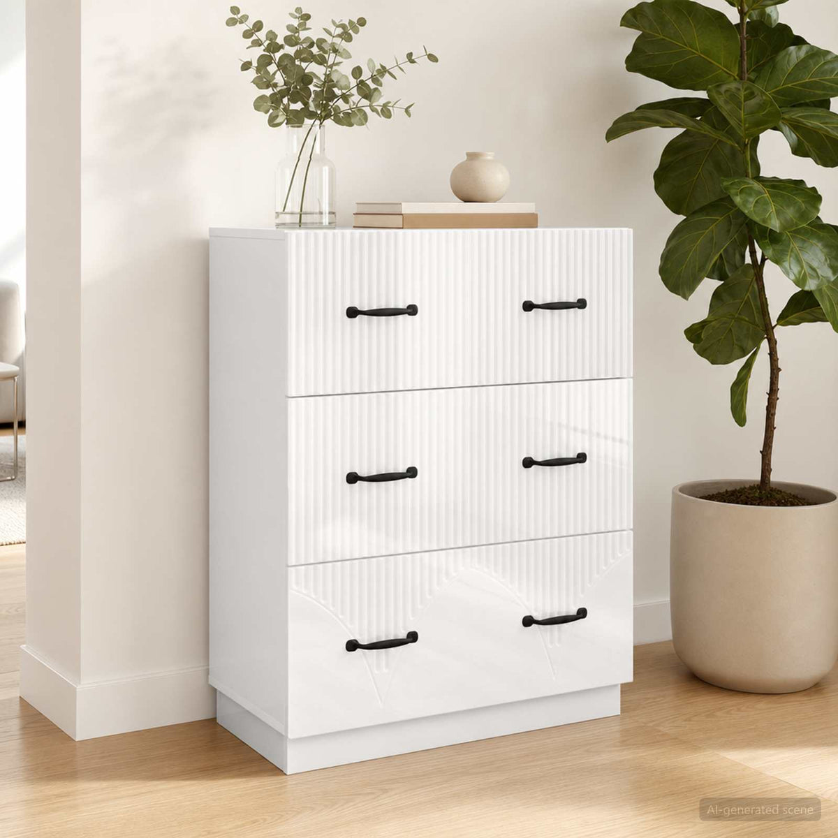 Schubladenschrank Weiß 66 x 34,5 x 87 cm Holzwerkstoff