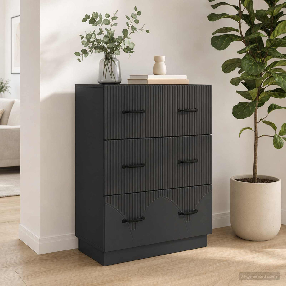 Schubladenschrank Schwarz 66 x 34,5 x 87 cm Holzwerkstoff