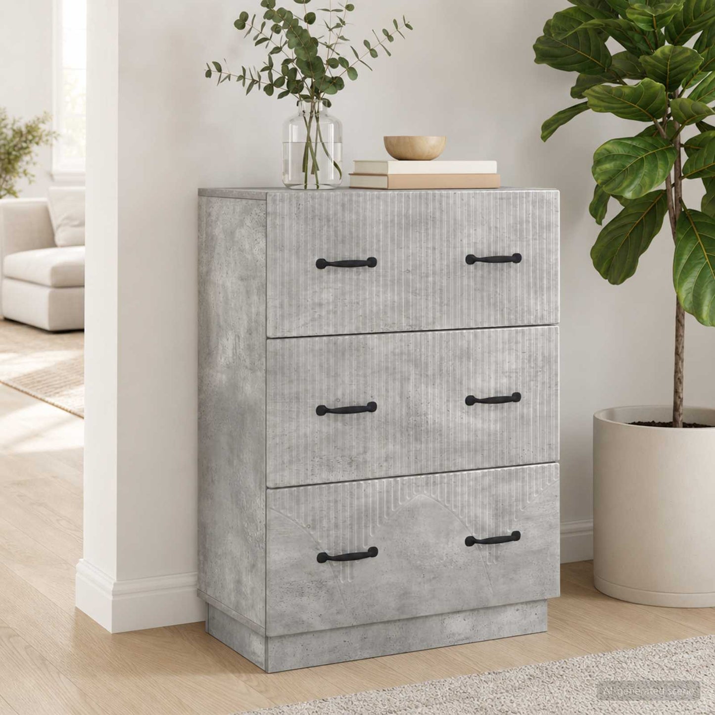 Schubladenschrank Betongrau 66 x 34,5 x 87 cm Holzwerkstoff