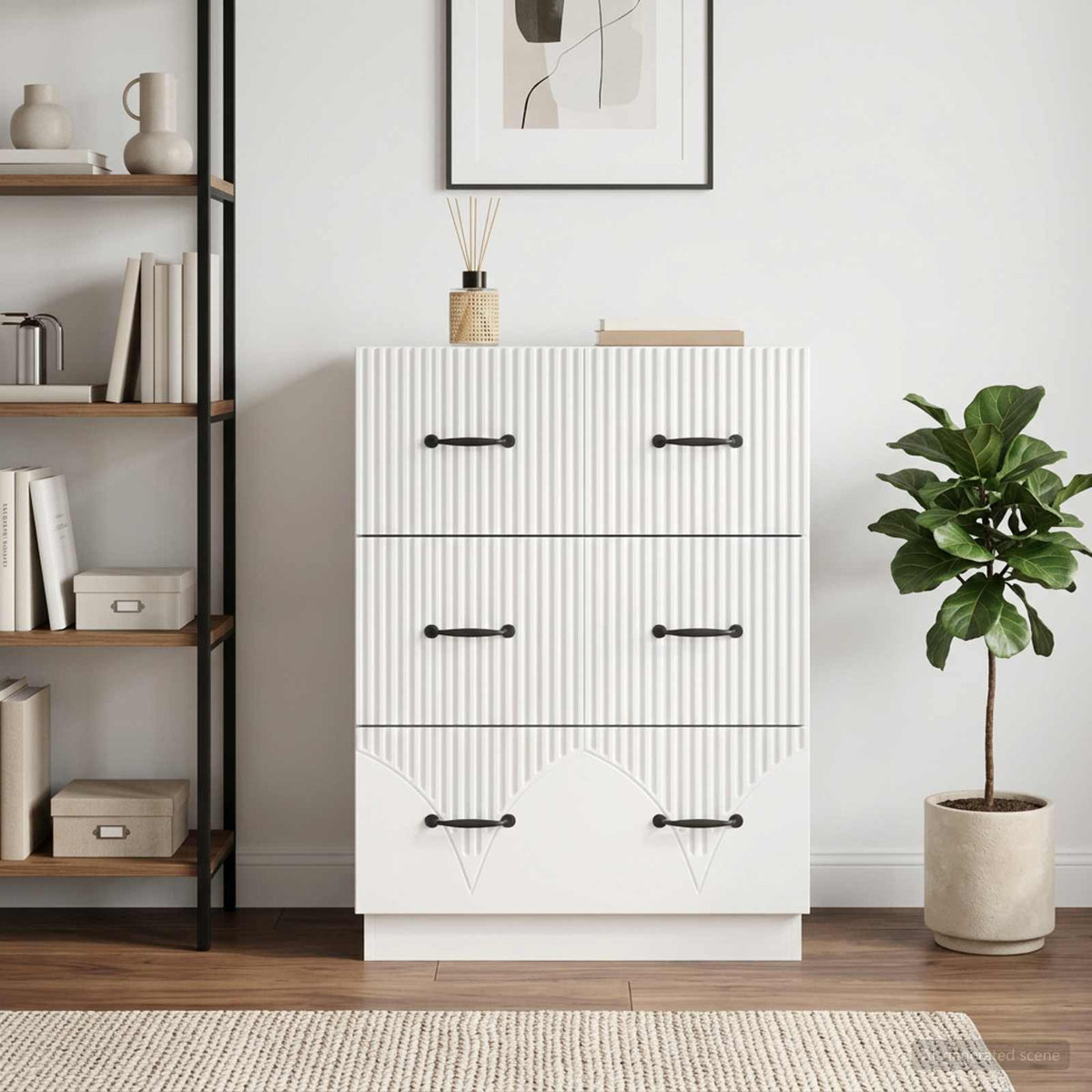 Schubladenschrank Hochglanz Weiß 66 x 34,5 x 87 cm