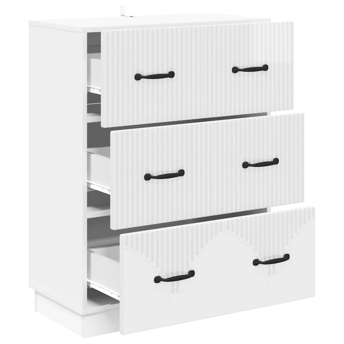Schubladenschrank Hochglanz Weiß 66 x 34,5 x 87 cm