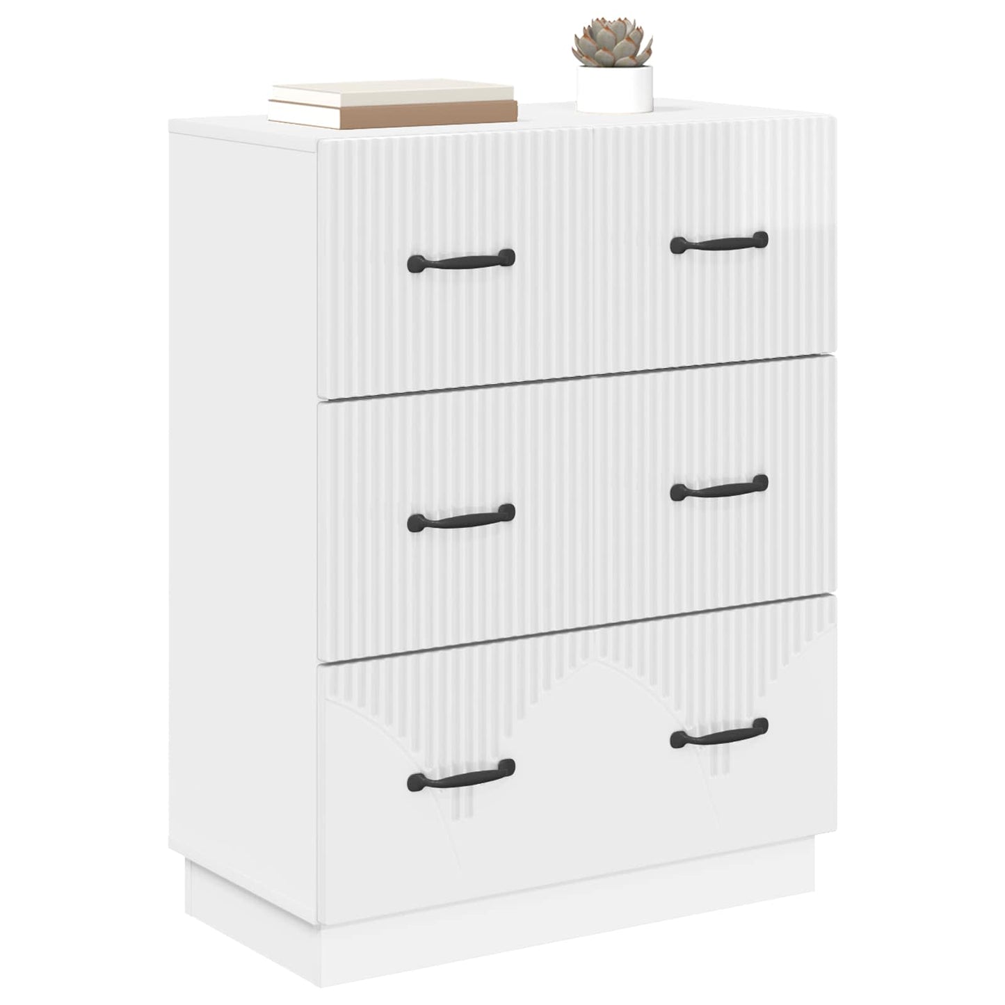 Schubladenschrank Hochglanz Weiß 66 x 34,5 x 87 cm