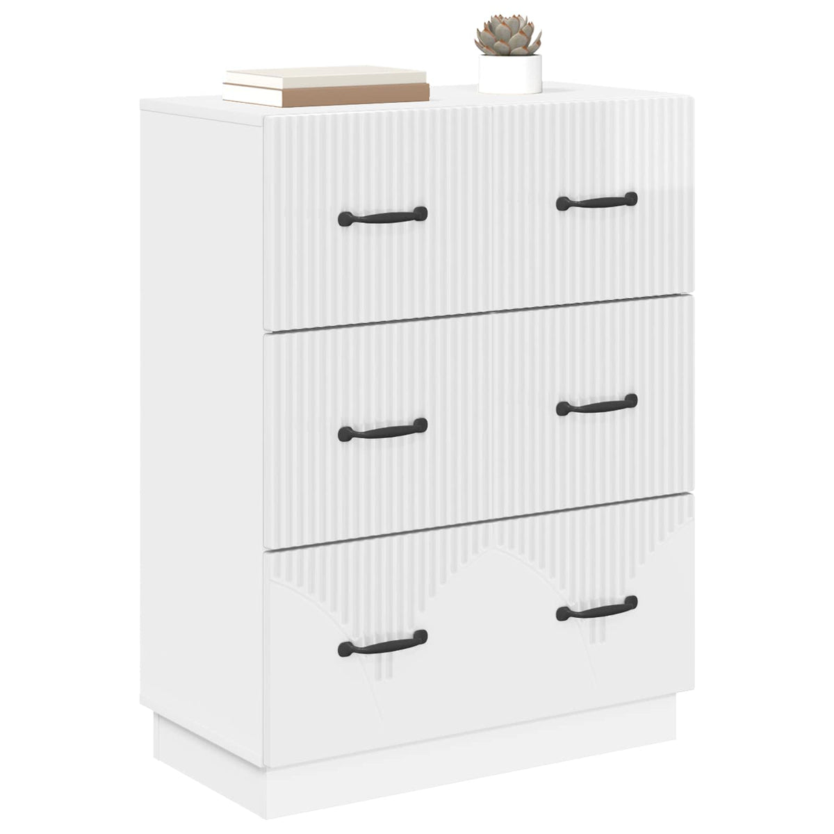 Schubladenschrank Hochglanz Weiß 66 x 34,5 x 87 cm