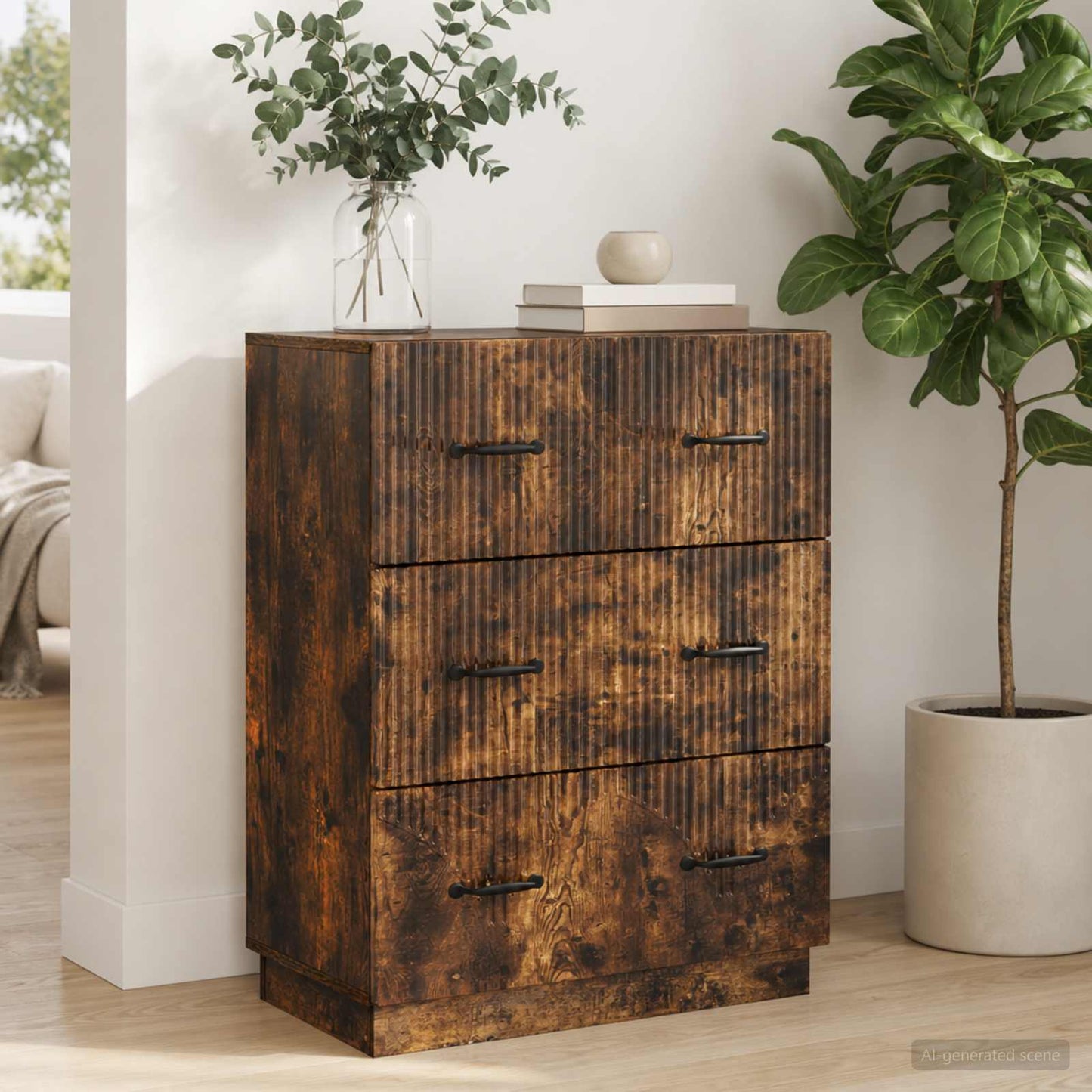 Schubladenschrank Geräucherte Eiche 66 x 34,5 x 87 cm