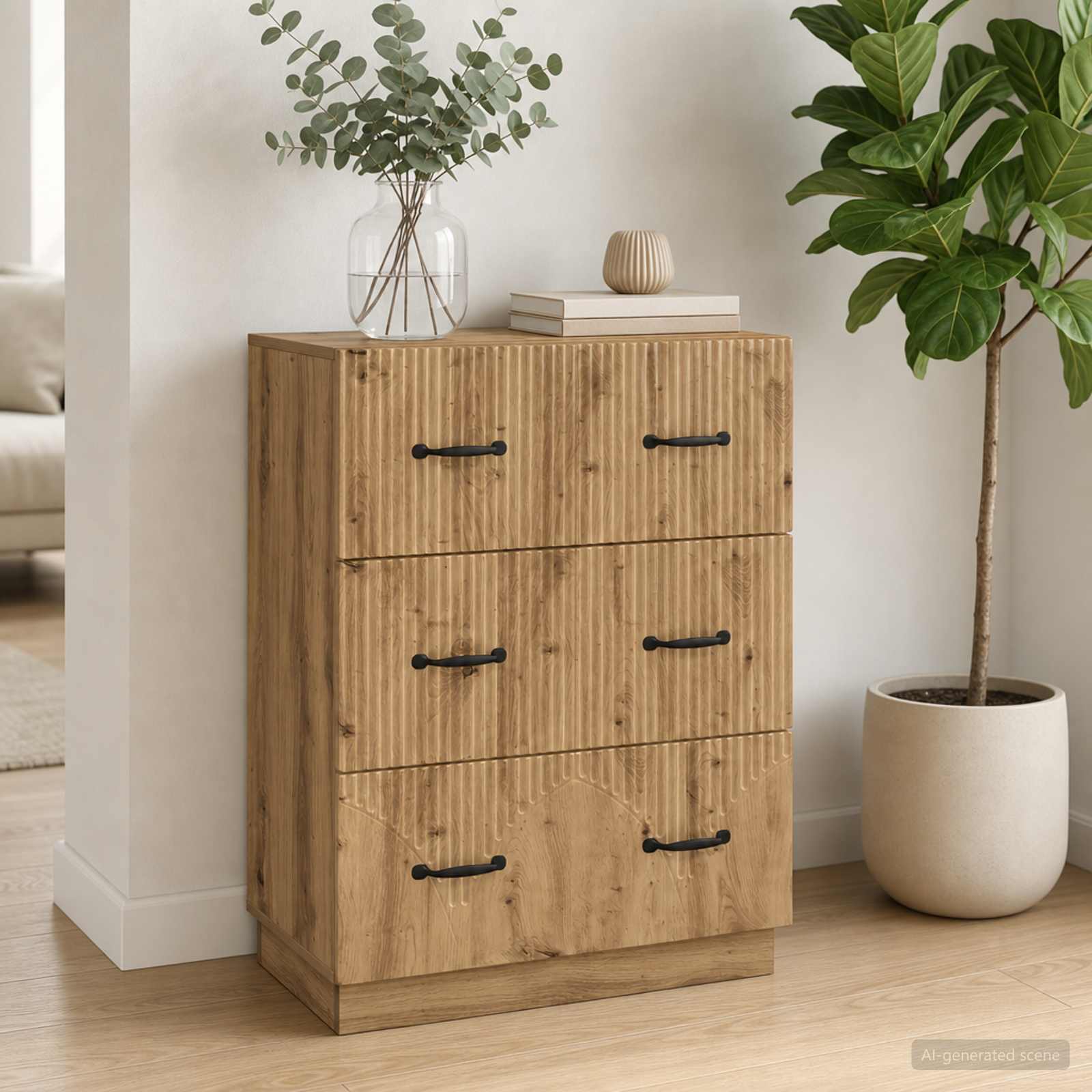 Schubladenschrank 66 x 34,5 x 87 cm Holzwerkstoff Artisan-Eiche