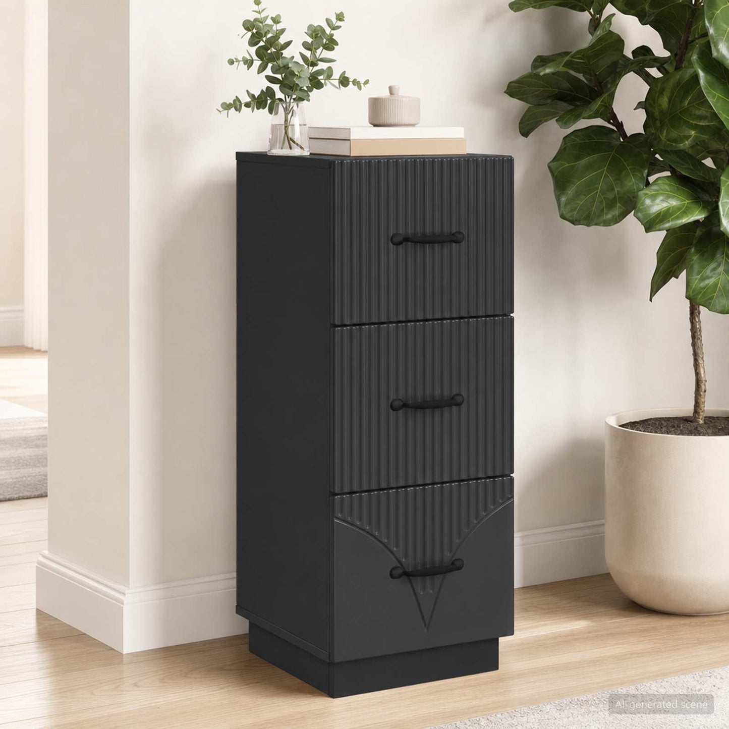 Schubladenschrank 33 x 34,5 x 87 cm Holzwerkstoff Schwarz