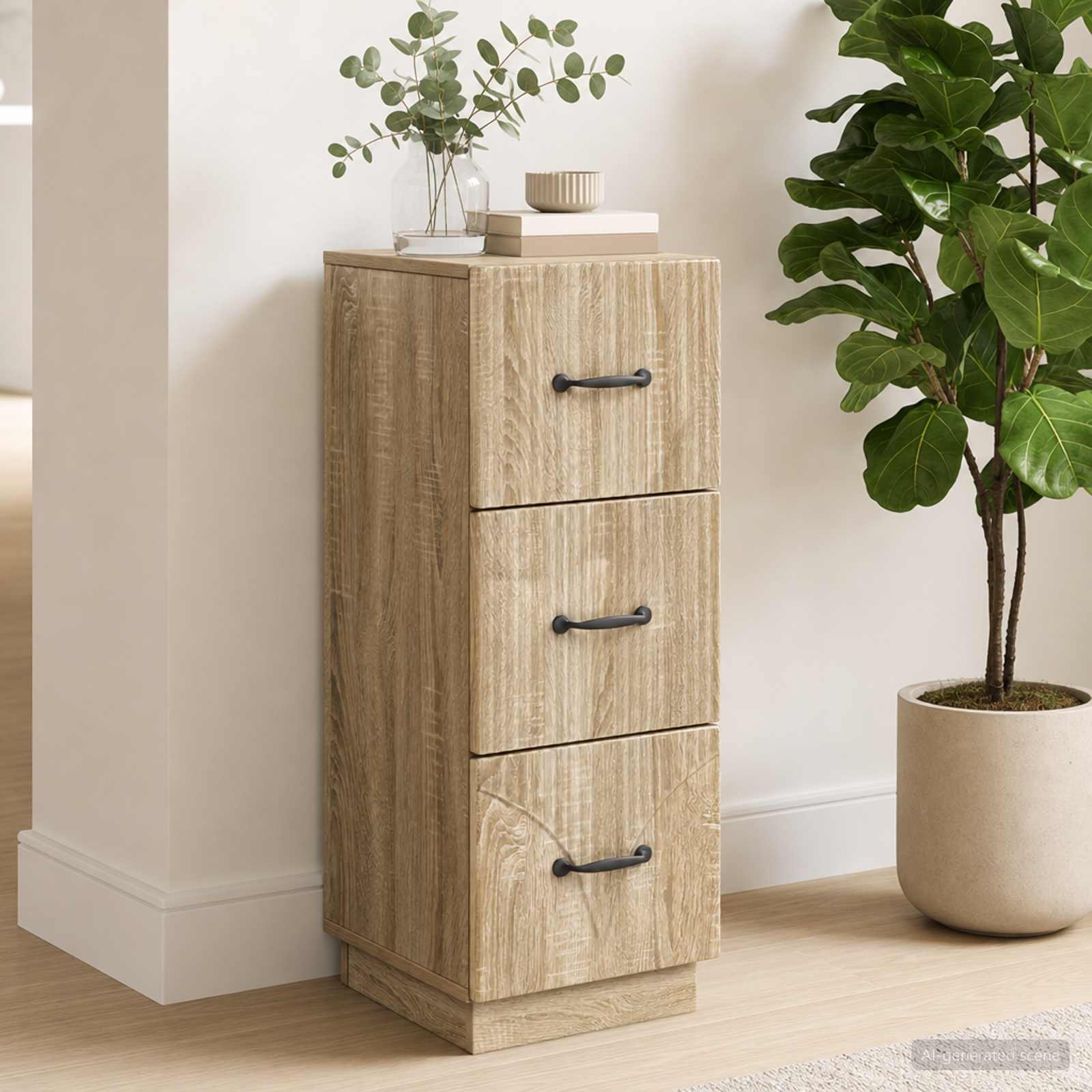 Schubladenschrank 33 x 34,5 x 87 cm Holzwerkstoff Sonoma-Eiche