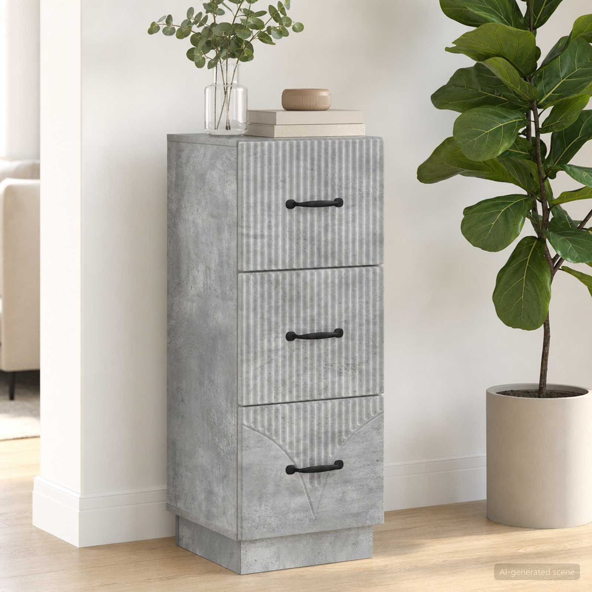 Schubladenschrank 33 x 34,5 x 87 cm Holzwerkstoff Betongrau