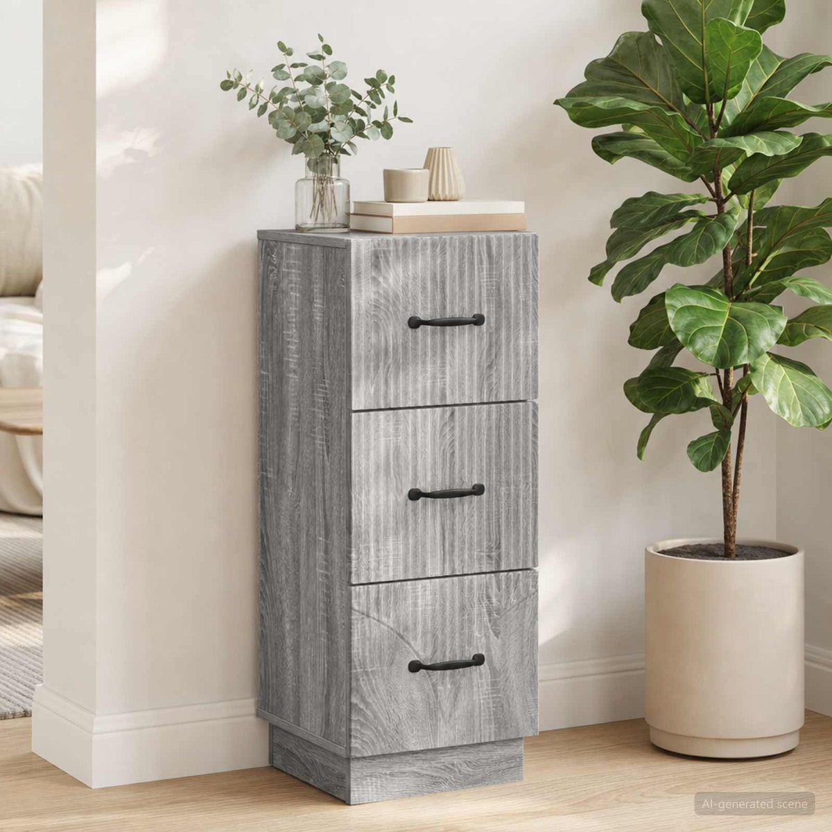 Schubladenschrank 33 x 34,5 x 87 cm Holzwerkstoff Sonoma-Grau