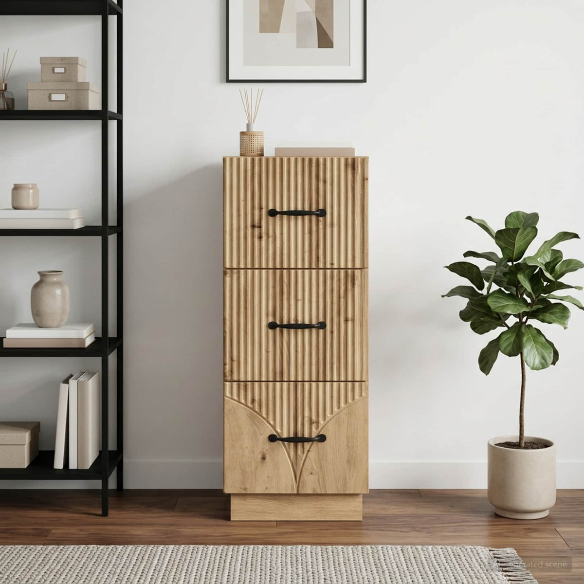Schubladenschrank 33 x 34,5 x 87 cm Holzwerkstoff Artisan-Eiche