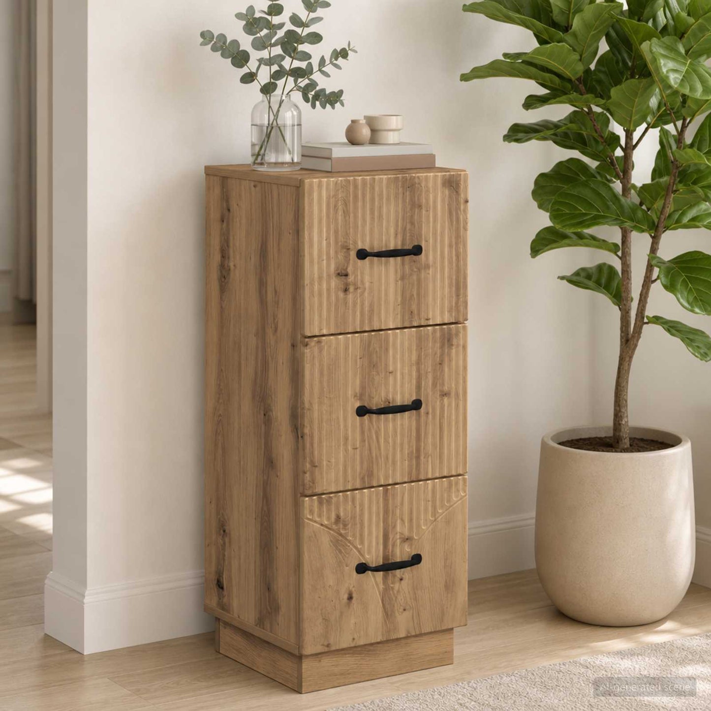 Schubladenschrank 33 x 34,5 x 87 cm Holzwerkstoff Artisan-Eiche