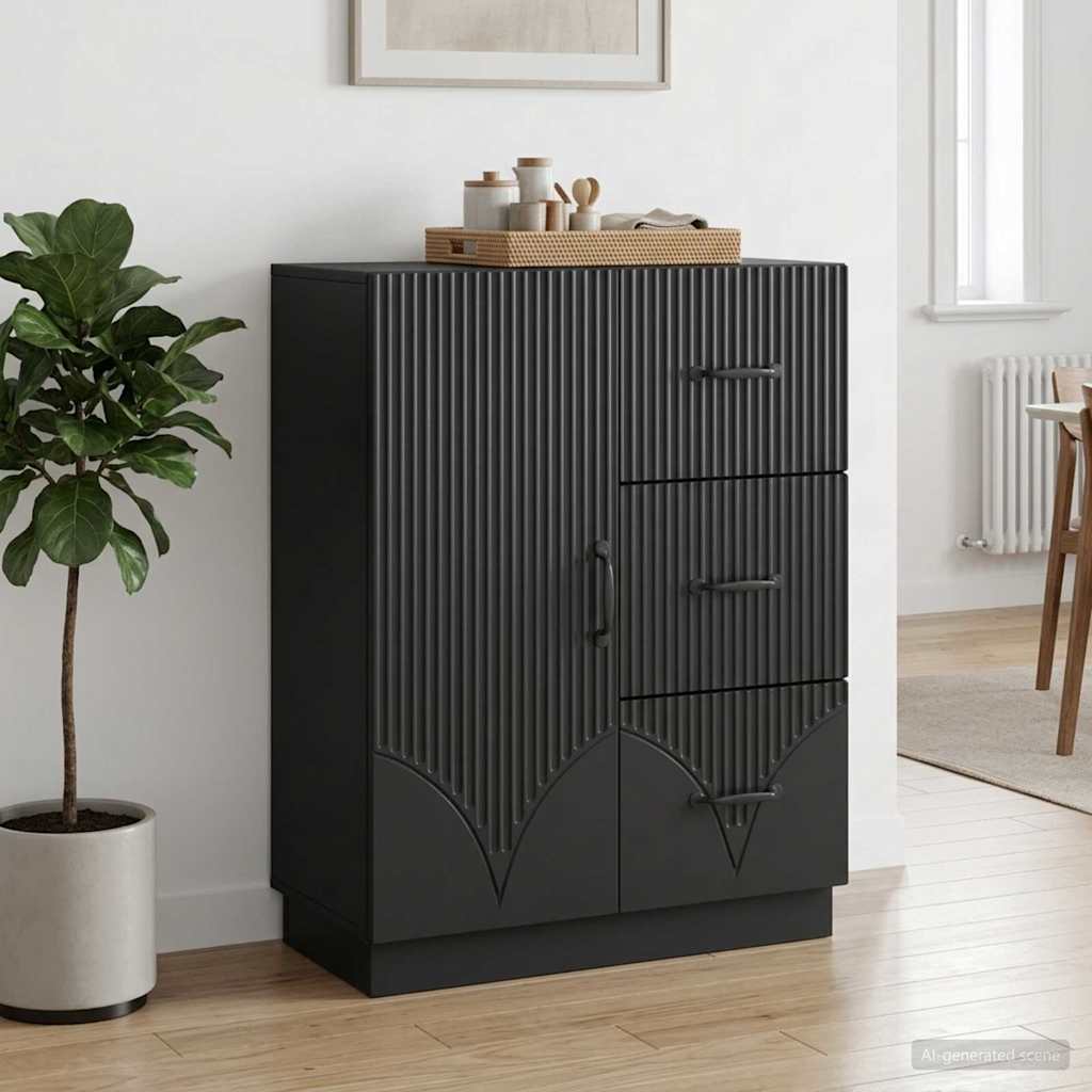 Sideboard Schwarz 66 x 34,5 x 87 cm Holzwerkstoff