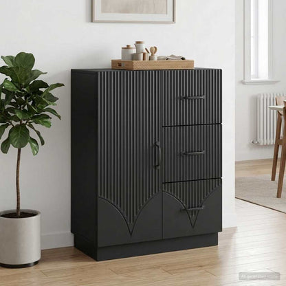Sideboard Schwarz 66 x 34,5 x 87 cm Holzwerkstoff