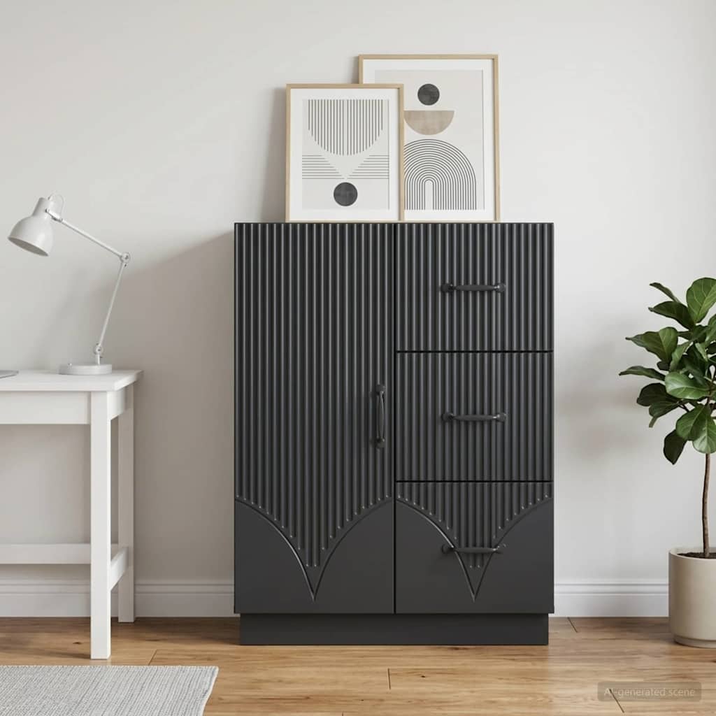 Sideboard Schwarz 66 x 34,5 x 87 cm Holzwerkstoff