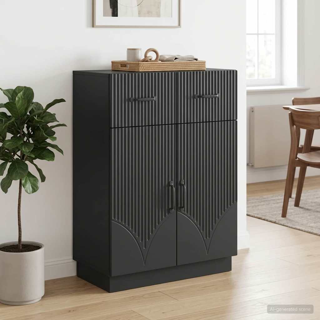 Sideboard Schwarz 66 x 34,5 x 87 cm Holzwerkstoff