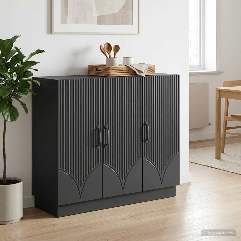 Sideboard Schwarz 89 x 34,5 x 77 cm Holzwerkstoff