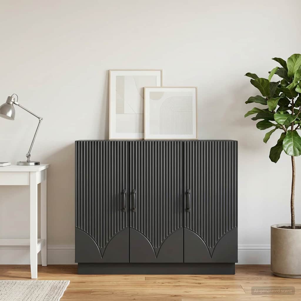 Sideboard Schwarz 89 x 34,5 x 77 cm Holzwerkstoff