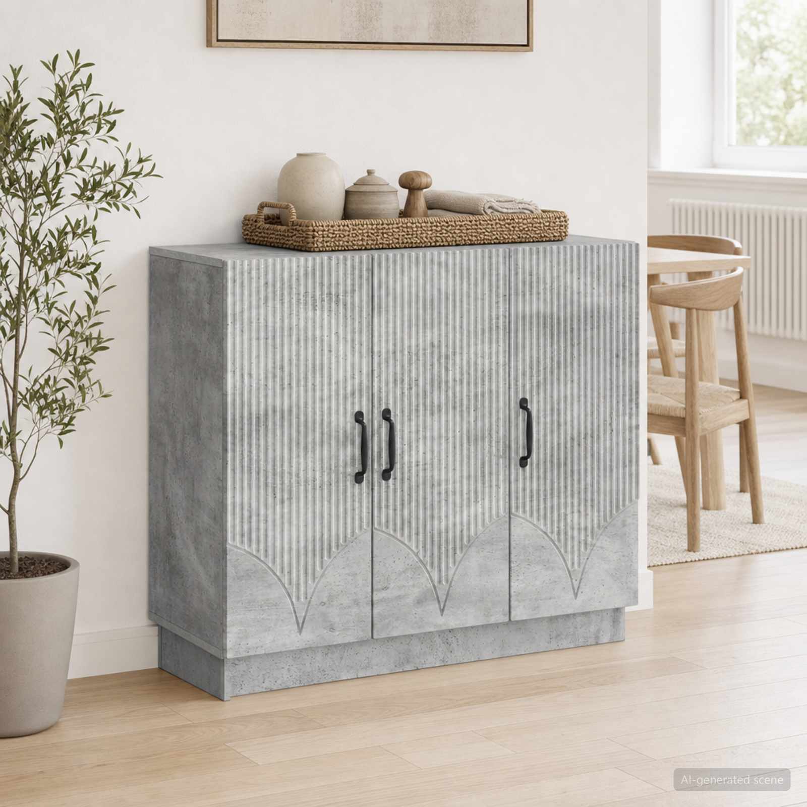 Sideboard Betongrau 89 x 34,5 x 77 cm Holzwerkstoff