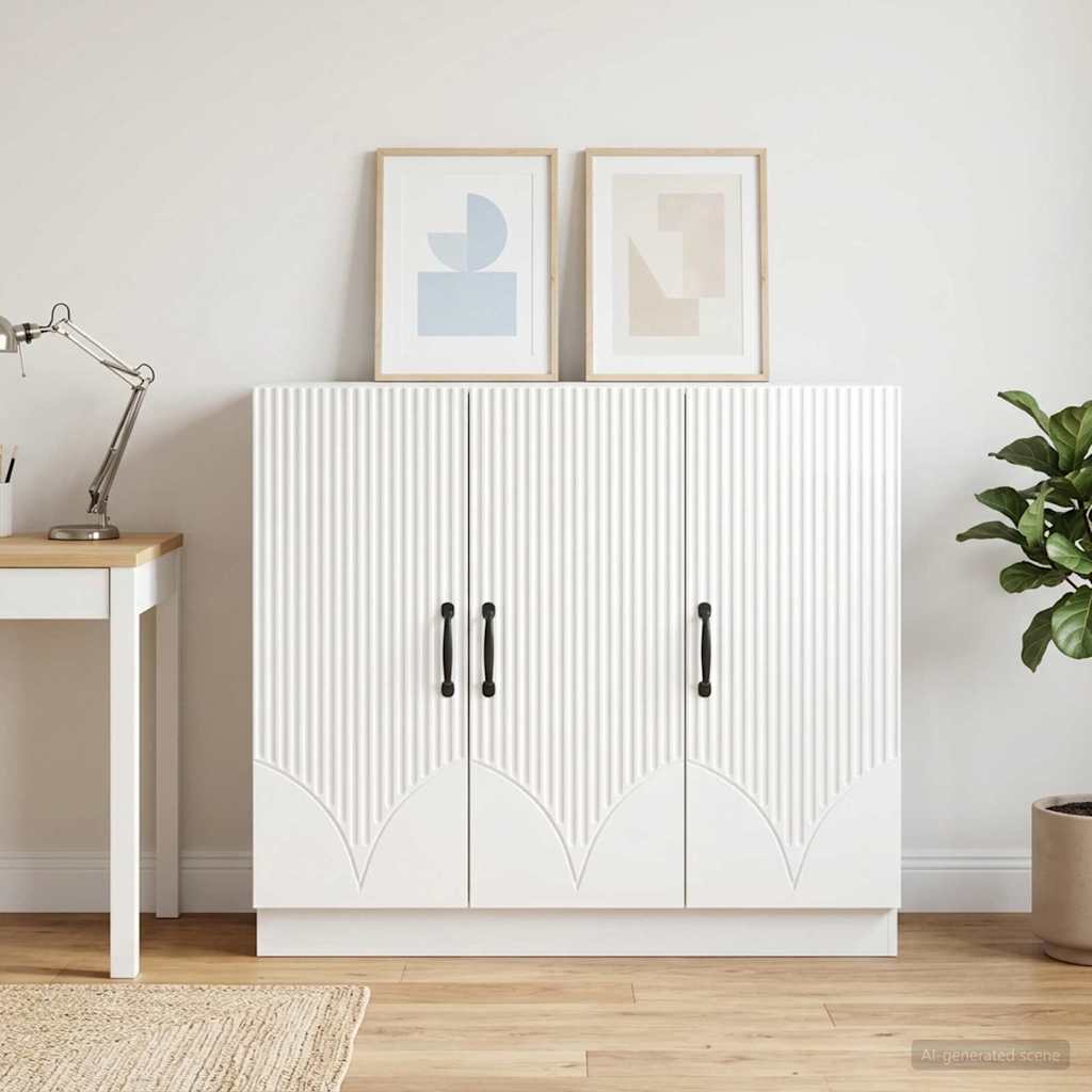 Sideboard Hochglanz Weiß 89 x 34,5 x 77 cm Holzwerkstoff