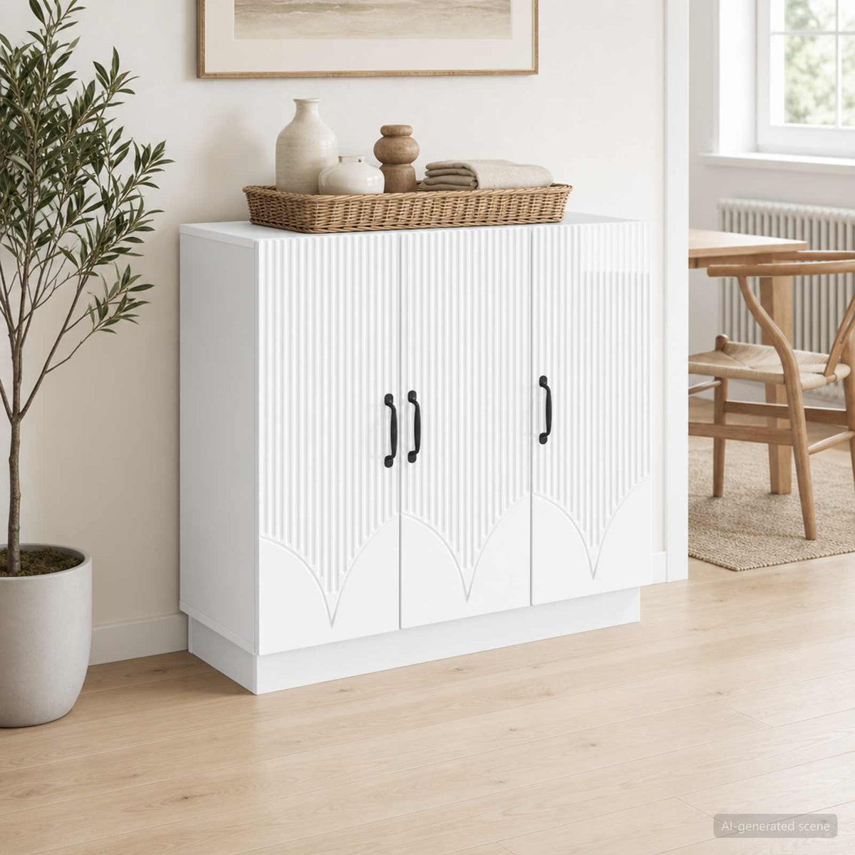 Sideboard Hochglanz Weiß 89 x 34,5 x 77 cm Holzwerkstoff