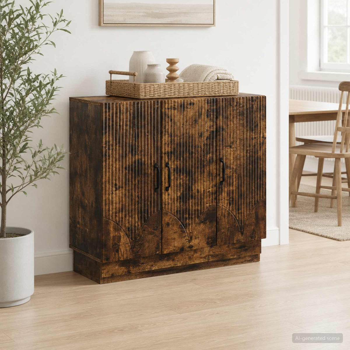 Sideboard Räuchereiche 89 x 34,5 x 77 cm Holzwerkstoff