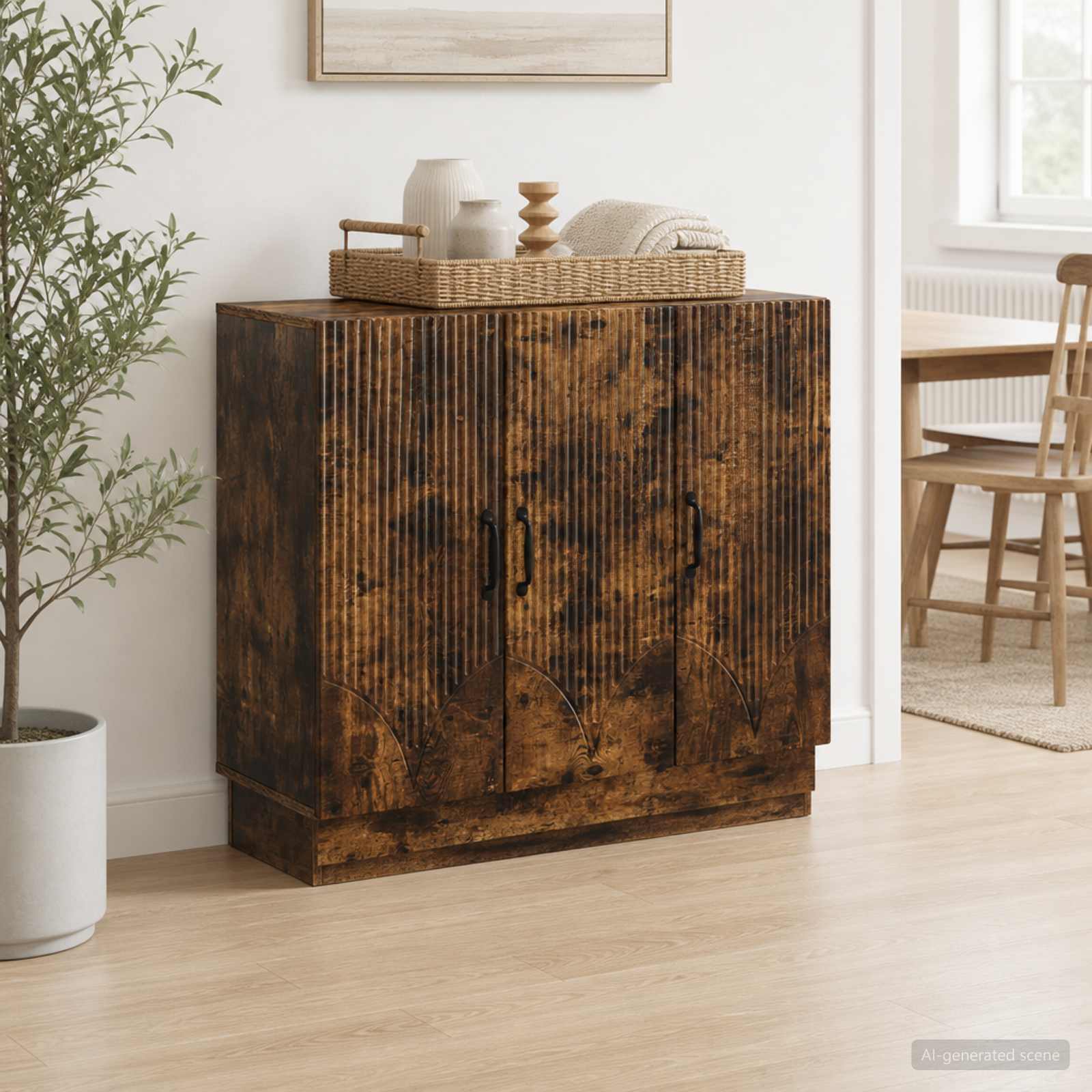 Sideboard Räuchereiche 89 x 34,5 x 77 cm Holzwerkstoff