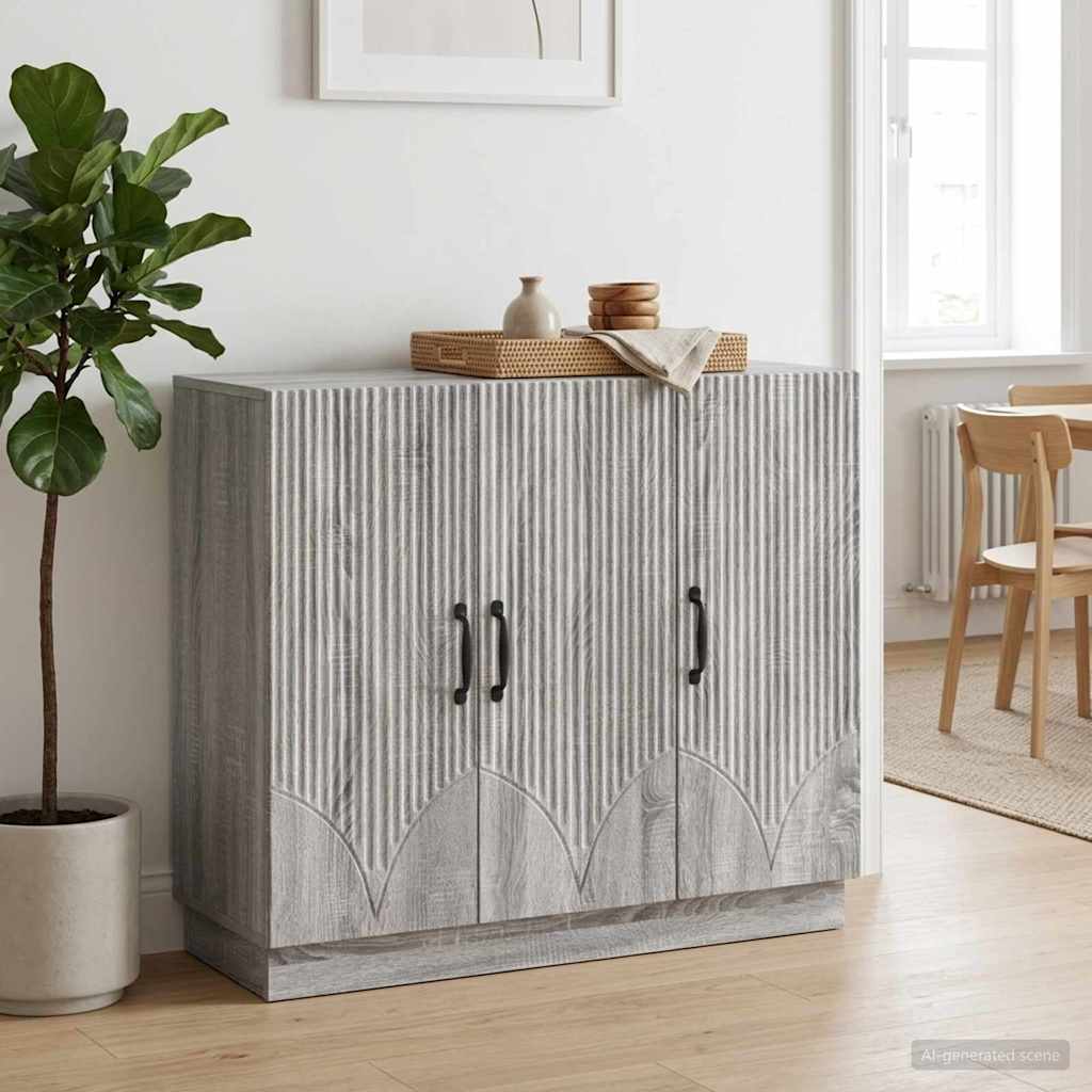 Sideboard Sonoma-Grau 89 x 34,5 x 77 cm Holzwerkstoff