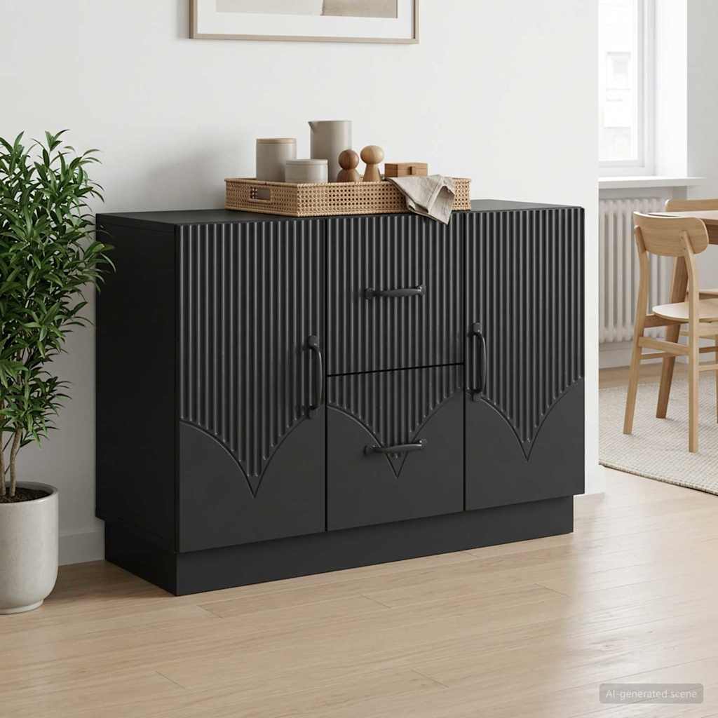 Sideboard Schwarz 89 x 34,5 x 57 cm Holzwerkstoff