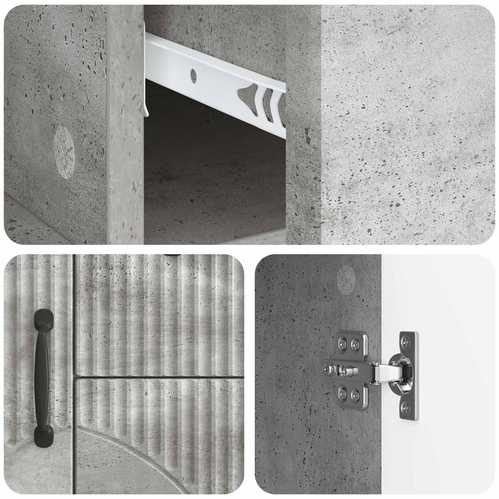 Sideboard Betongrau 89 x 34,5 x 57 cm Holzwerkstoff
