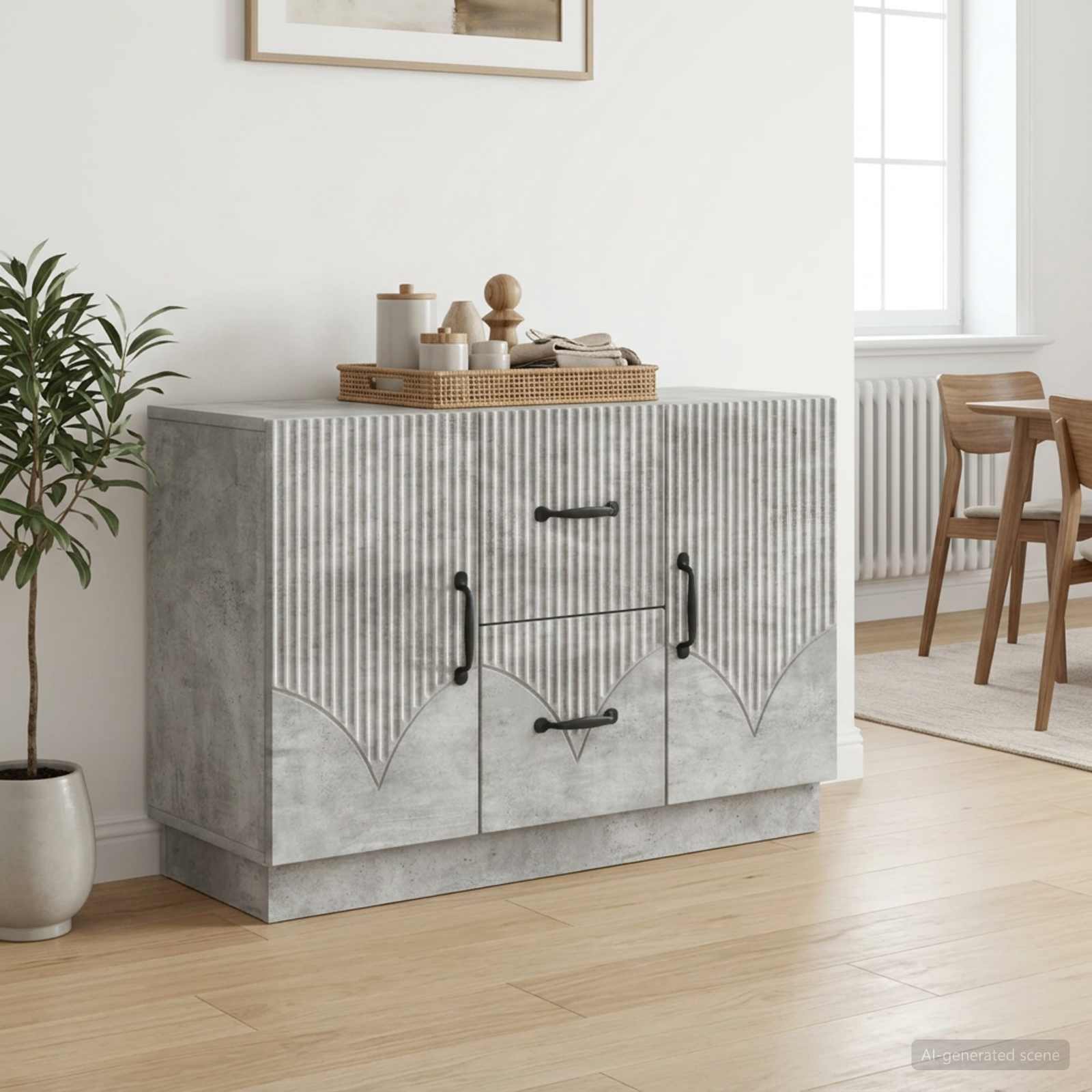 Sideboard Betongrau 89 x 34,5 x 57 cm Holzwerkstoff