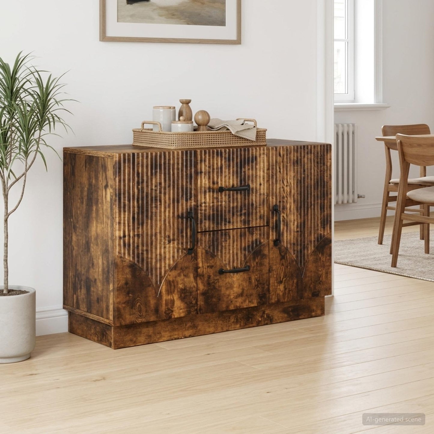 Sideboard Geräucherte Eiche 89 x 34,5 x 57 cm Holzwerkstoff