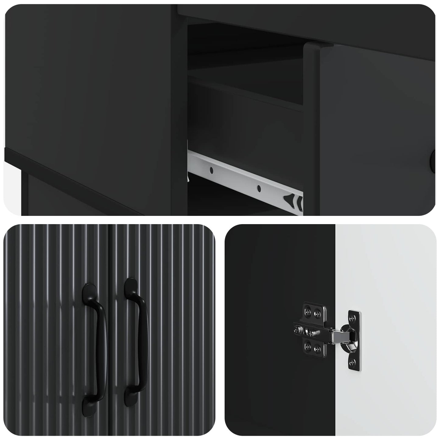 Sideboard Schwarz 66 x 34,5 x 92 cm Holzwerkstoff