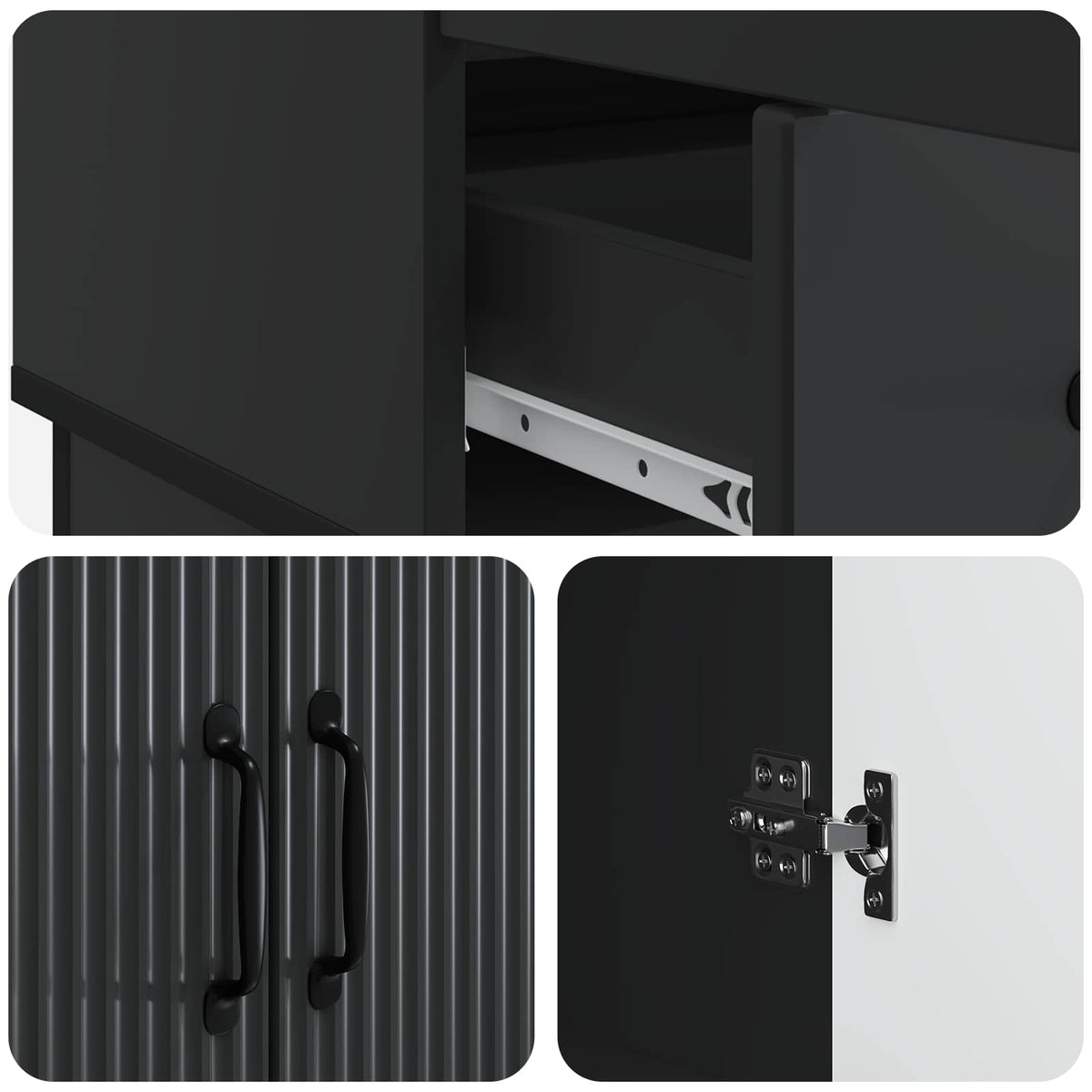 Sideboard Schwarz 66 x 34,5 x 92 cm Holzwerkstoff