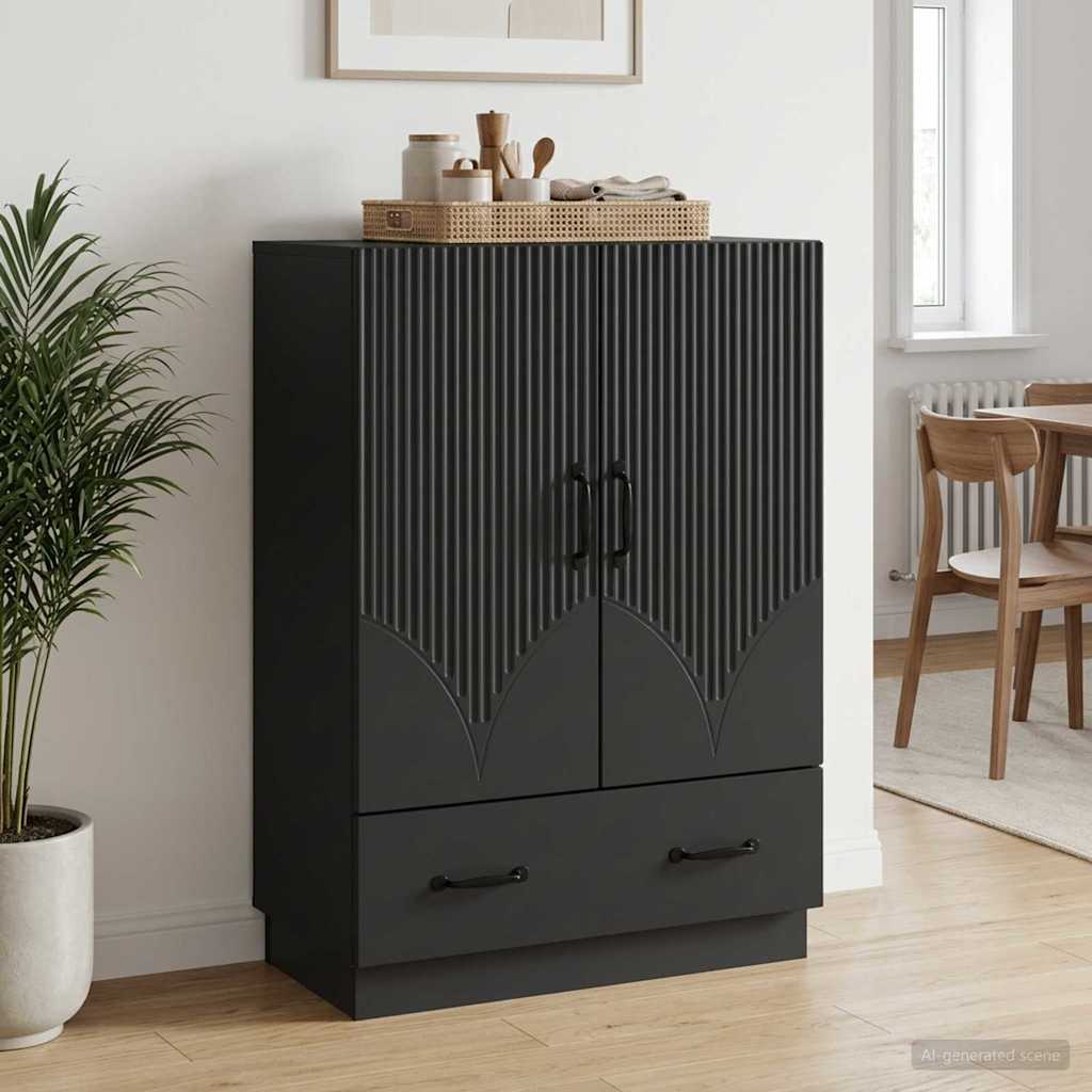Sideboard Schwarz 66 x 34,5 x 92 cm Holzwerkstoff