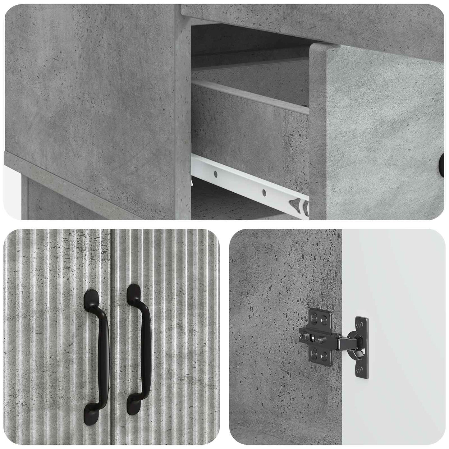 Sideboard Betongrau 66 x 34,5 x 92 cm Holzwerkstoff