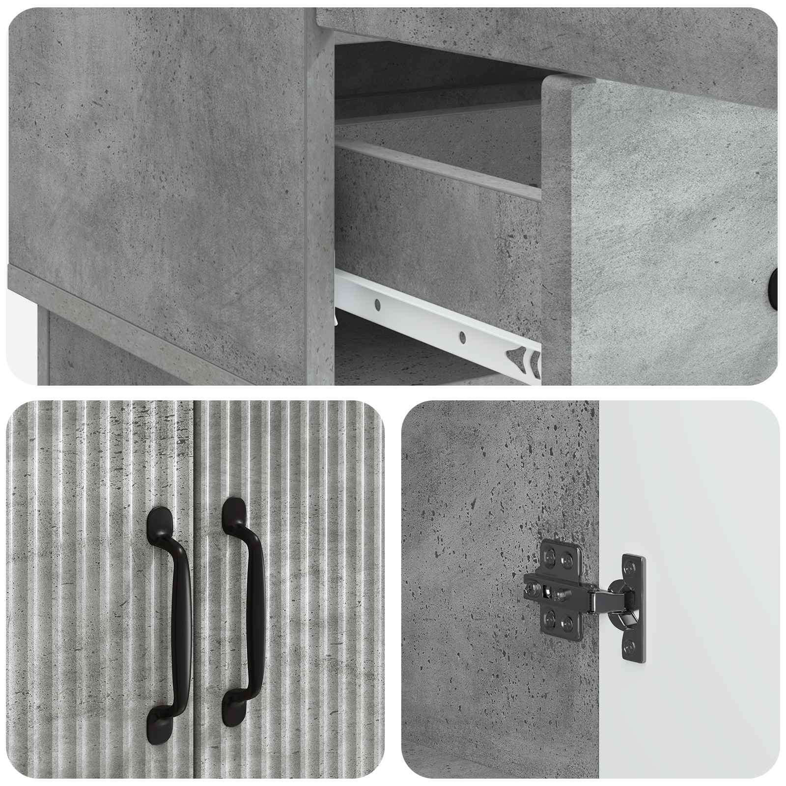 Sideboard Betongrau 66 x 34,5 x 92 cm Holzwerkstoff
