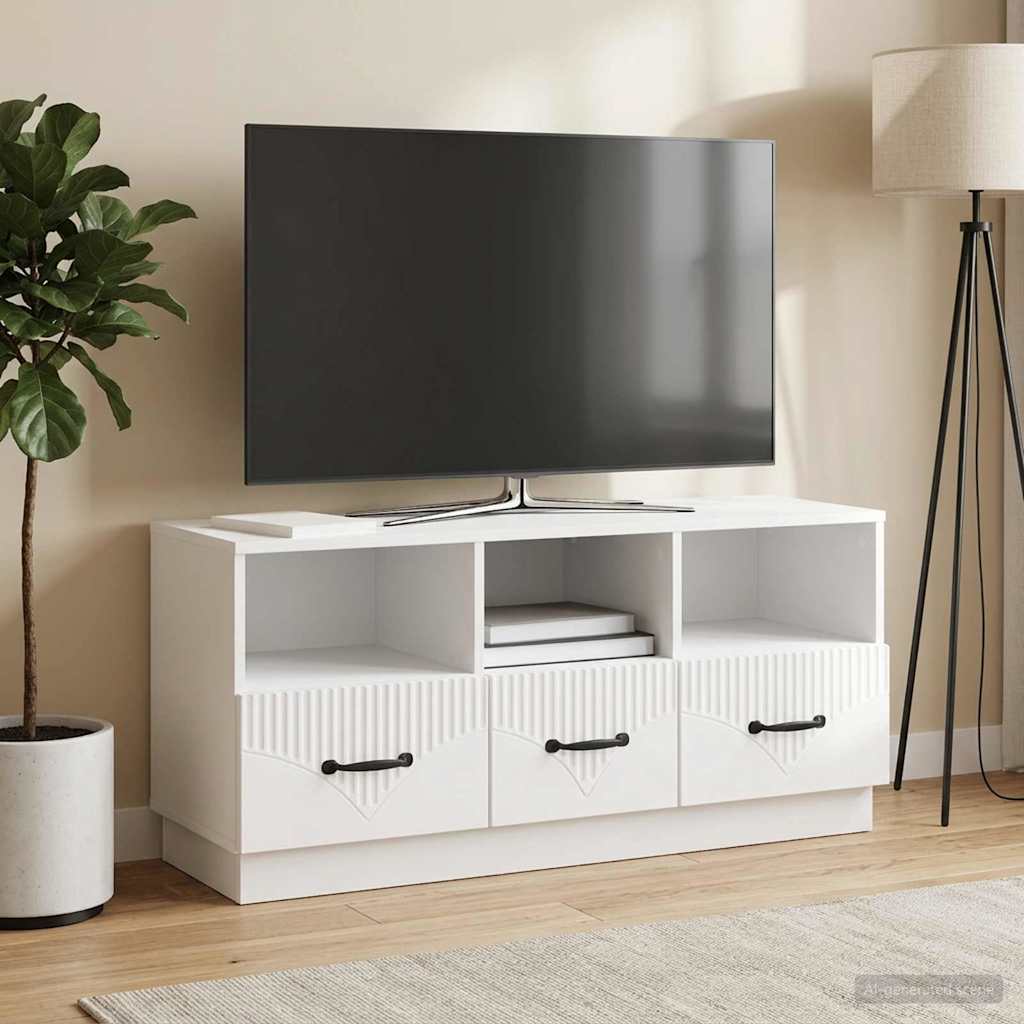 TV-Schränk Hochglanz Weiß 102 x 34,5 x 47 cm Holzwerkstoff