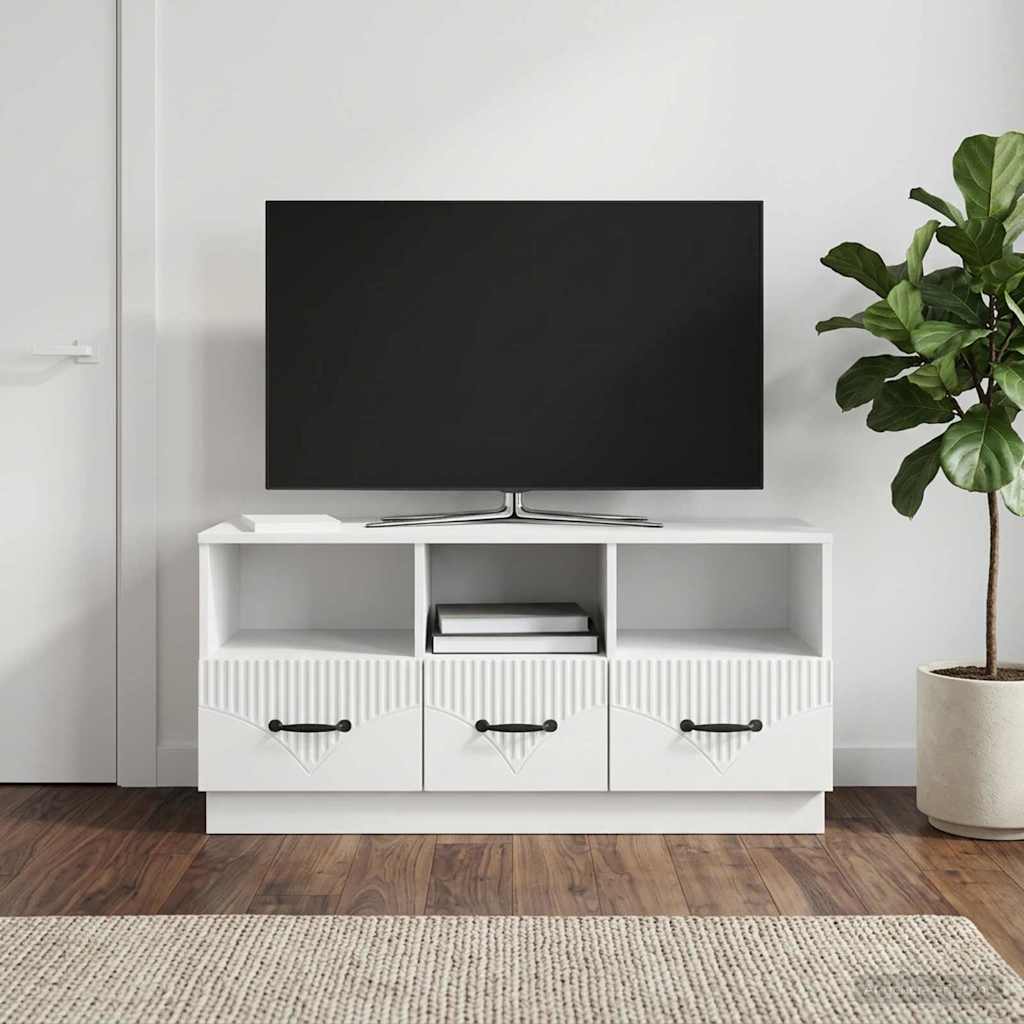 TV-Schränk Hochglanz Weiß 102 x 34,5 x 47 cm Holzwerkstoff