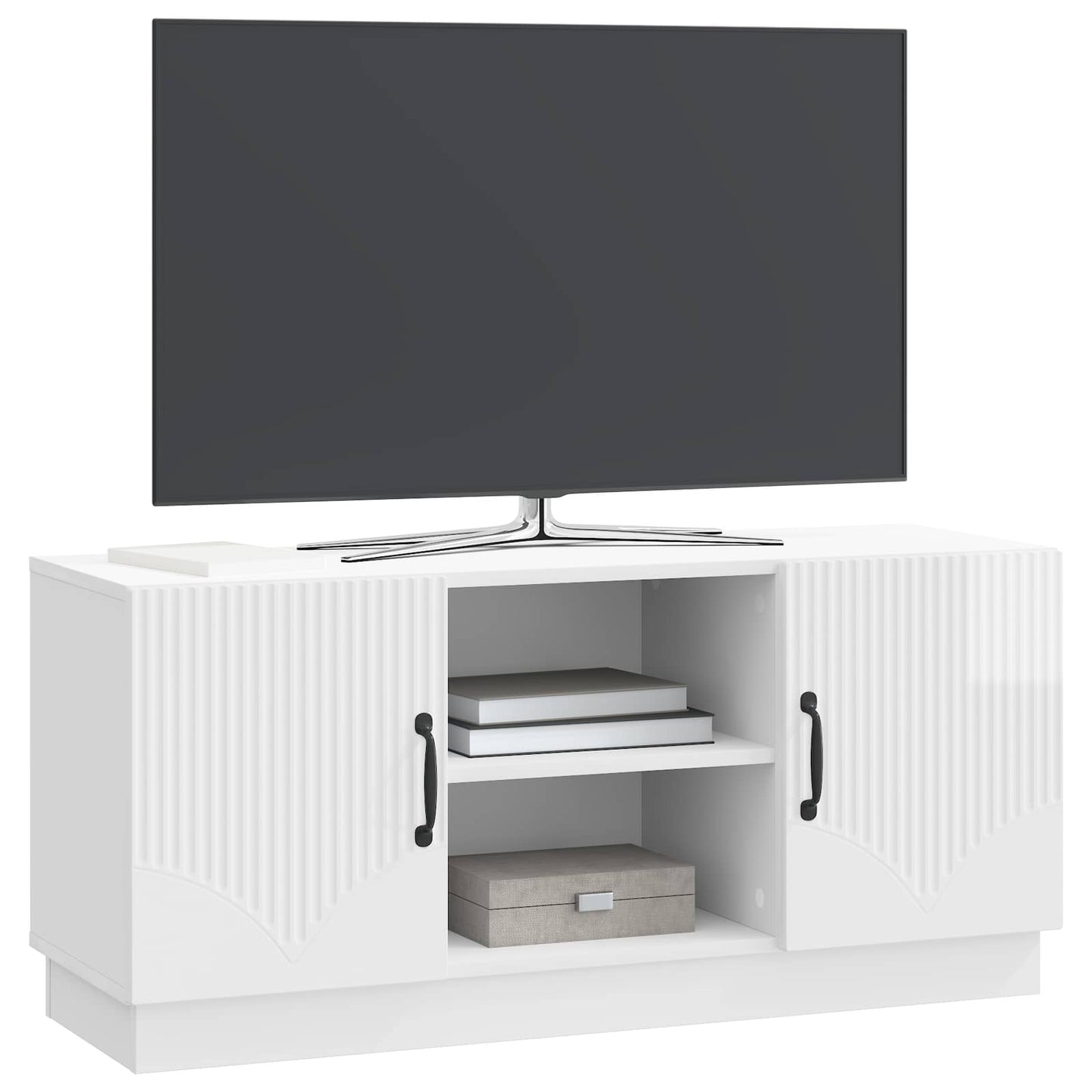 TV-Schränk 102 x 34,5 x 47 cm Hochglanz Weiß Holzwerkstoff