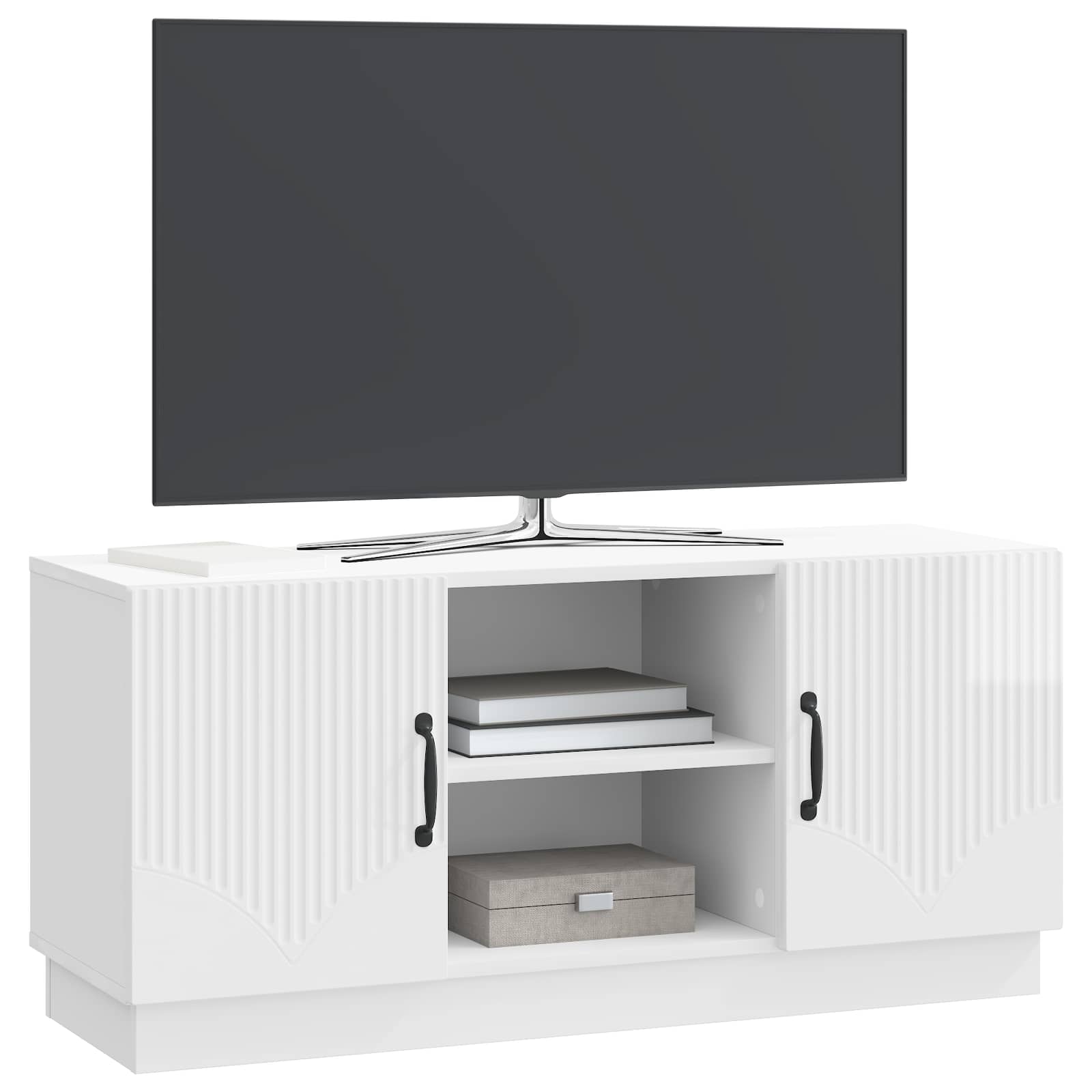 TV-Schränk 102 x 34,5 x 47 cm Hochglanz Weiß Holzwerkstoff