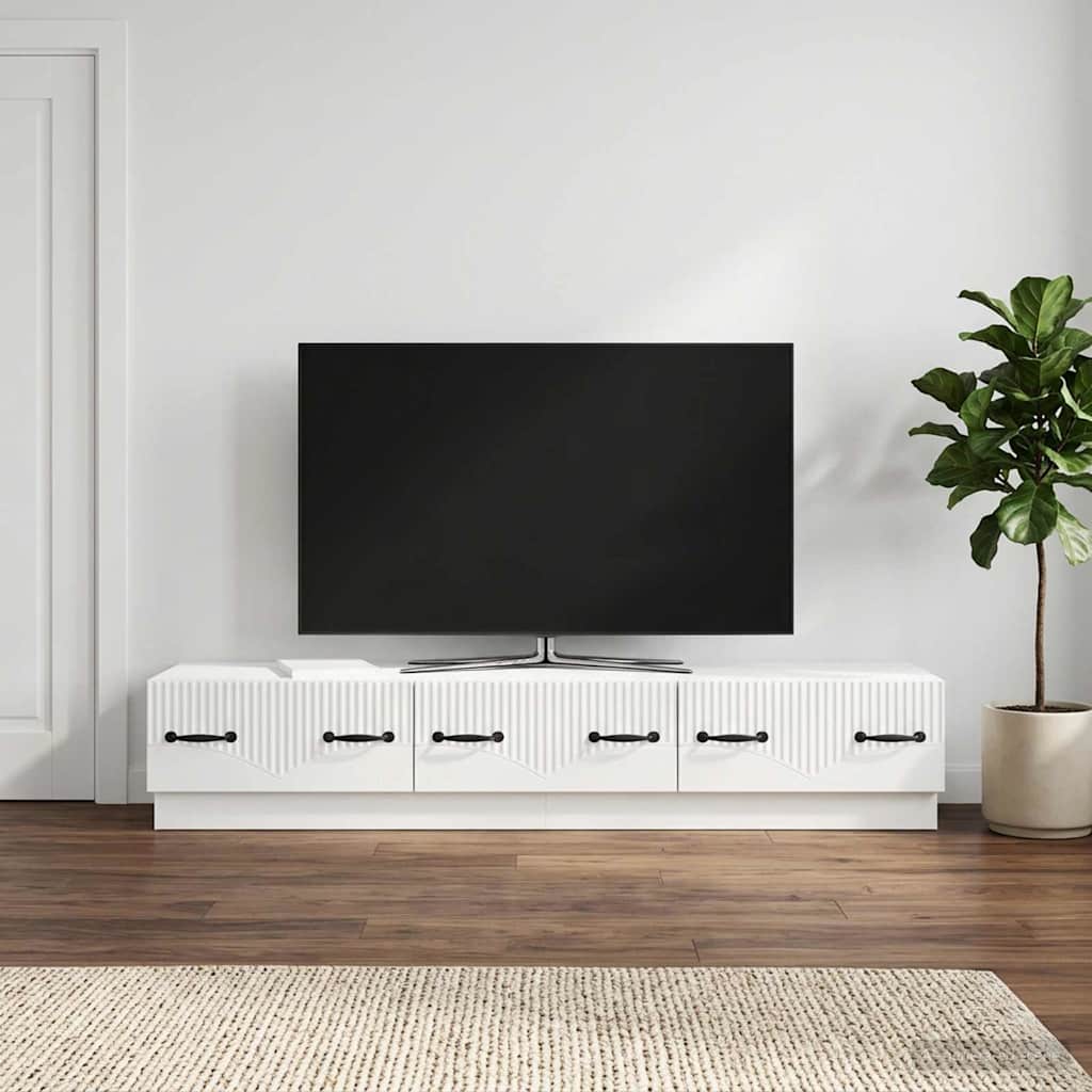 TV-Schränk Hochglanz Weiß 147 x 34,5 x 27 cm Holzwerkstoff