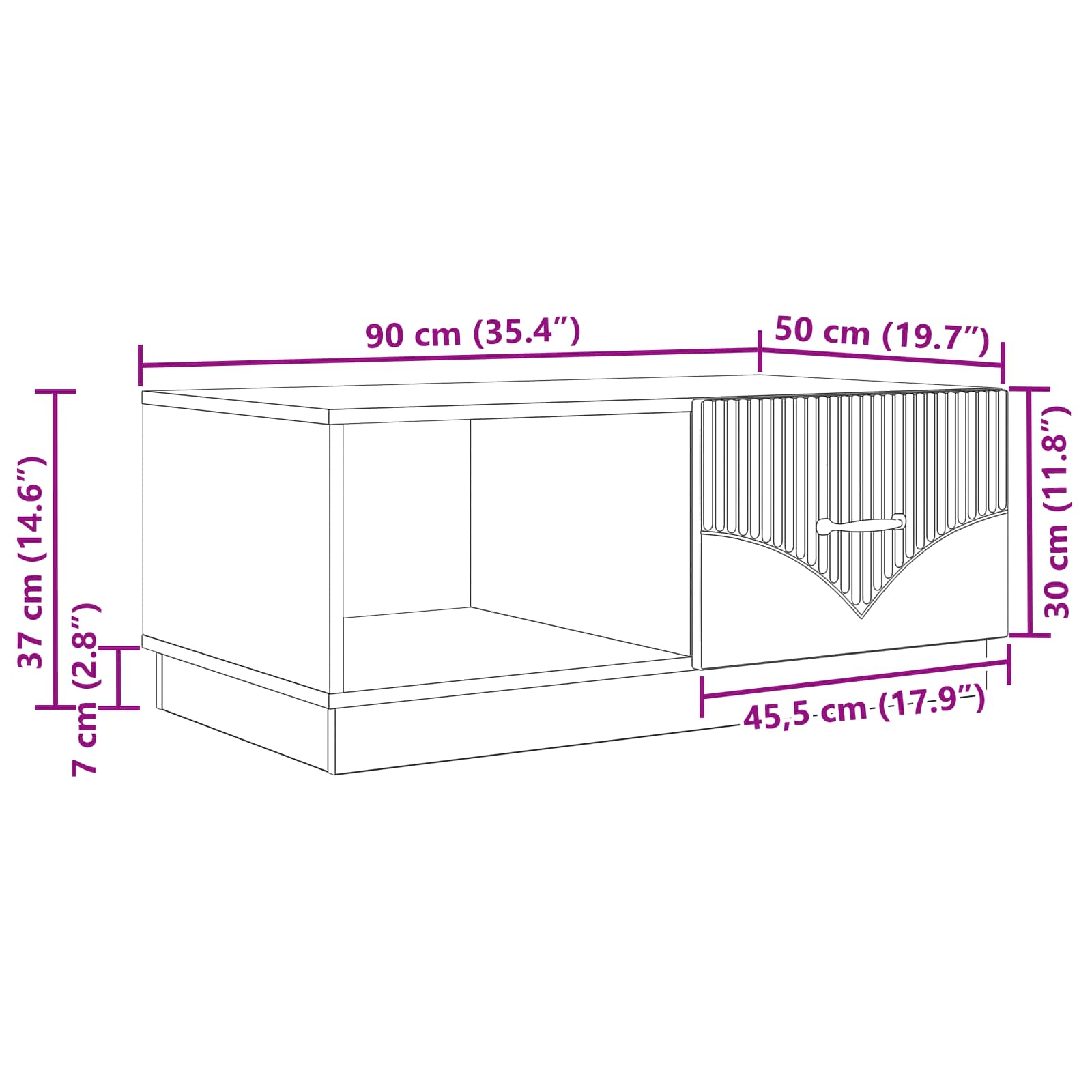 Couchtisch Schwarz 90 x 50 x 37 cm Holzwerkstoff